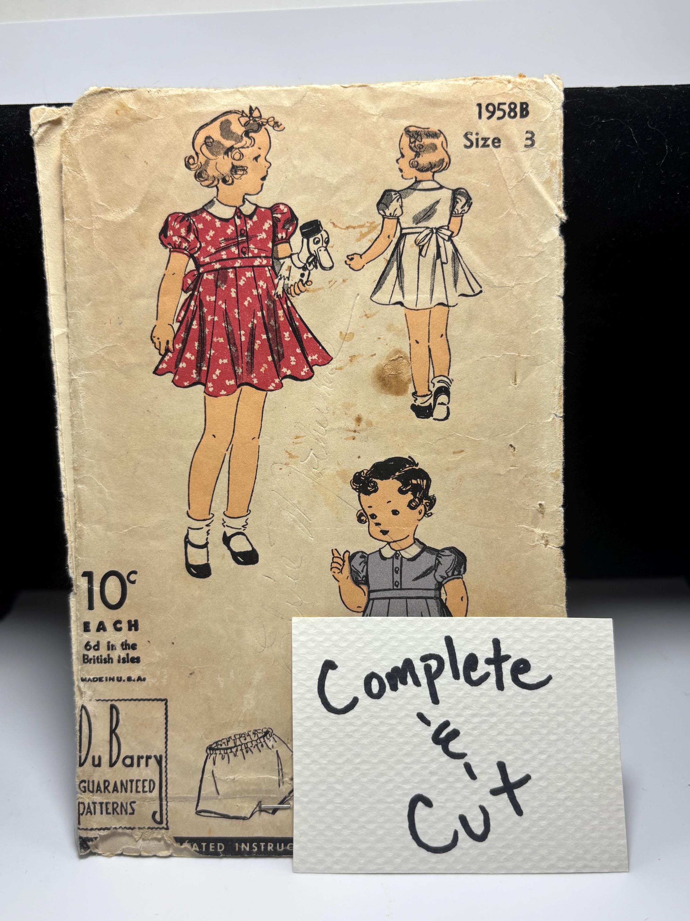 1930s Du Barry 1958B Toddler Dress & Panties Pattern – Shirley Temple Style Puff-Sleeve Party Dress, Size 3