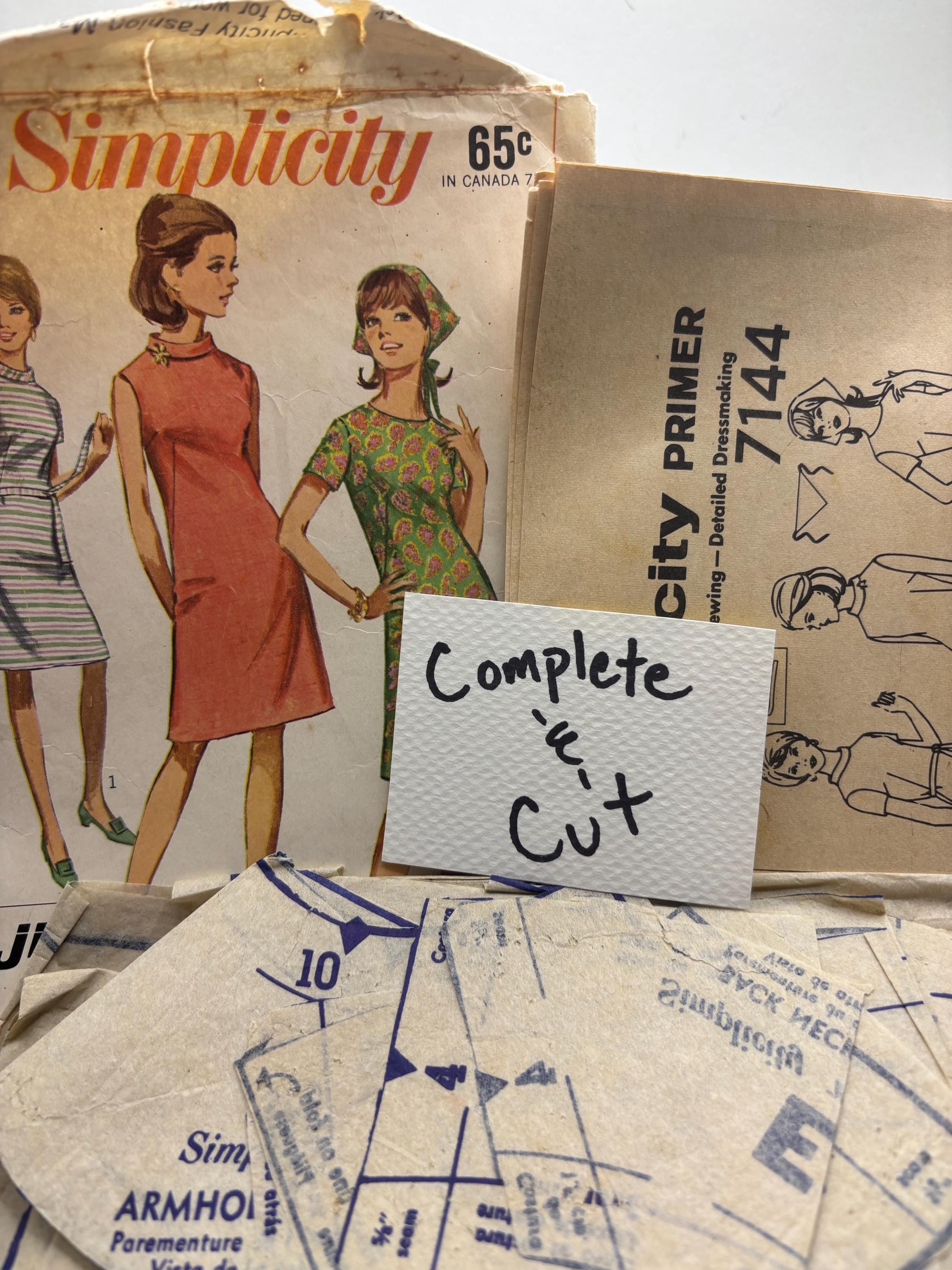 Vintage 1960s Simplicity 7144 Jiffy A-Line Dress Sewing Pattern – Size 13 Bust 33 – Mod Mini Dress, Easy Sew – Cut & Complete - Thumbnail 5