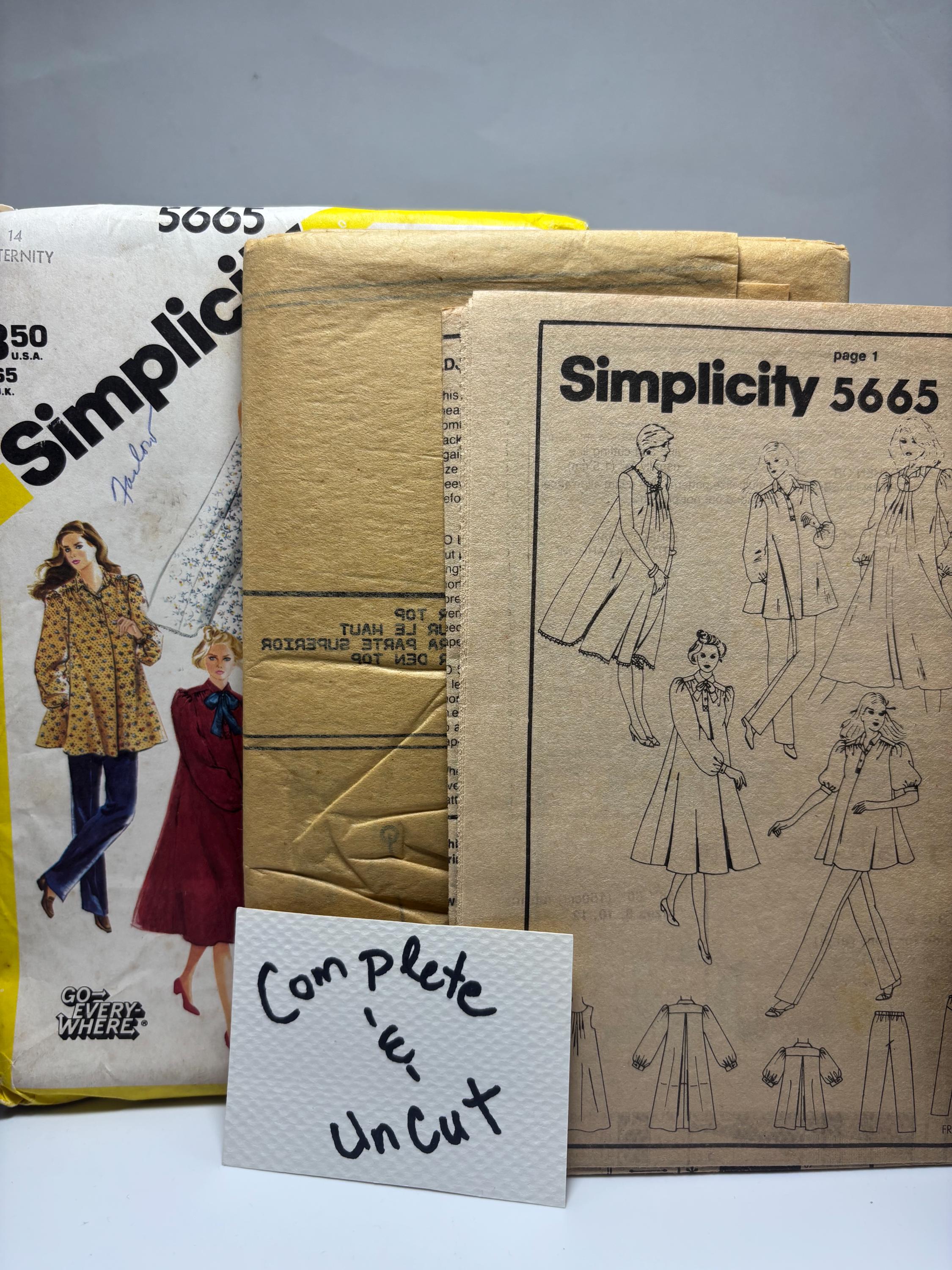 Vintage Simplicity 5665 1970s Maternity Dress, Top & Pants Pattern – Size 14 – Complete Uncut – Chic Modern Mother Style - Thumbnail 5