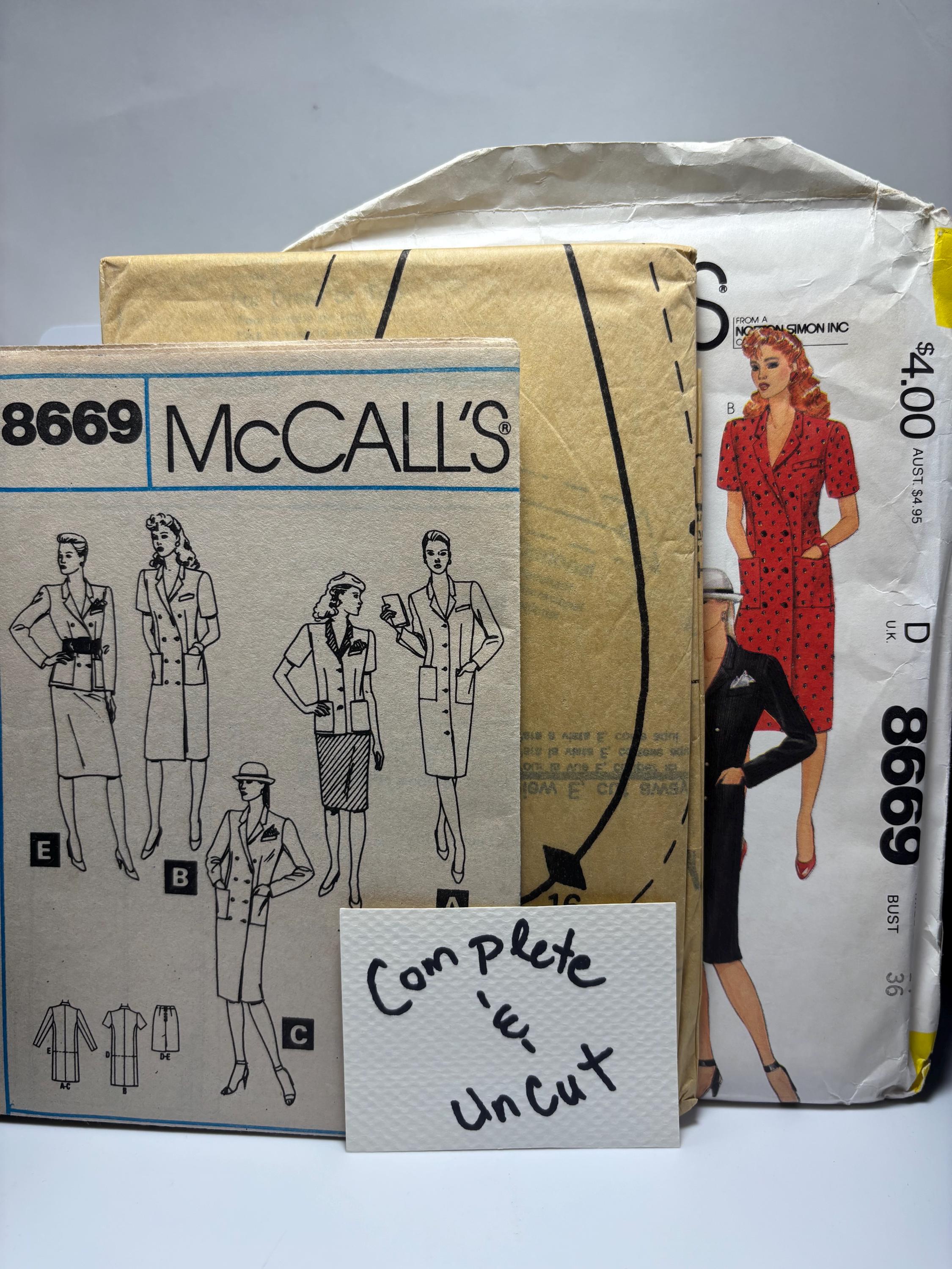 McCall’s 8669 (1989) Power Suit Pattern – Size 14 Bust 36 – “Goth Moll” Edition – Mob-Wife Glamour Corporate Noir – Complete & Uncut - Thumbnail 5