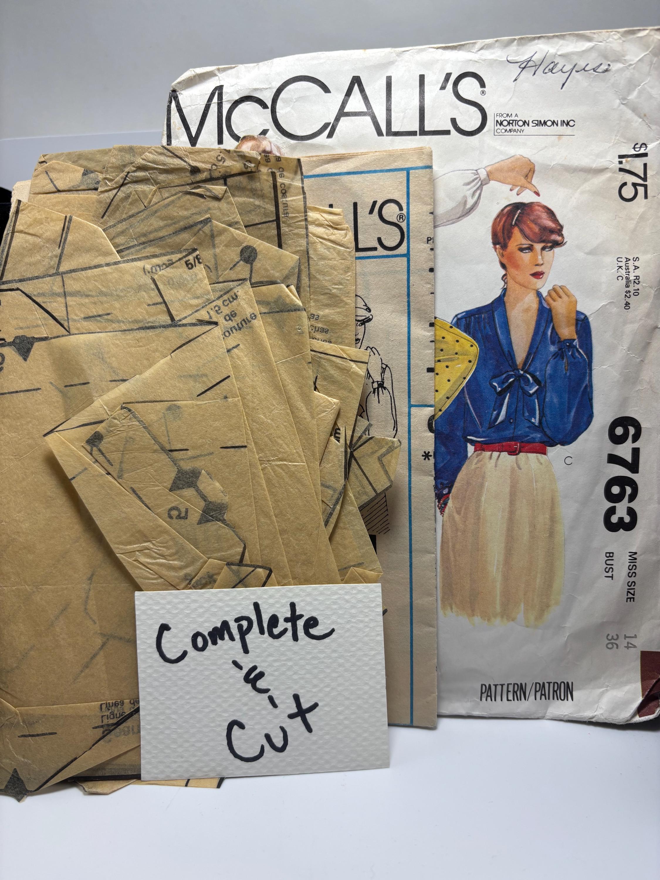 Dreamy Vintage McCall’s 6763 | 1970s Misses Bow Blouse Pattern | Size 14 Bust 36 | Complete Cut | Kate Bush would run up that hill for this - Thumbnail 5