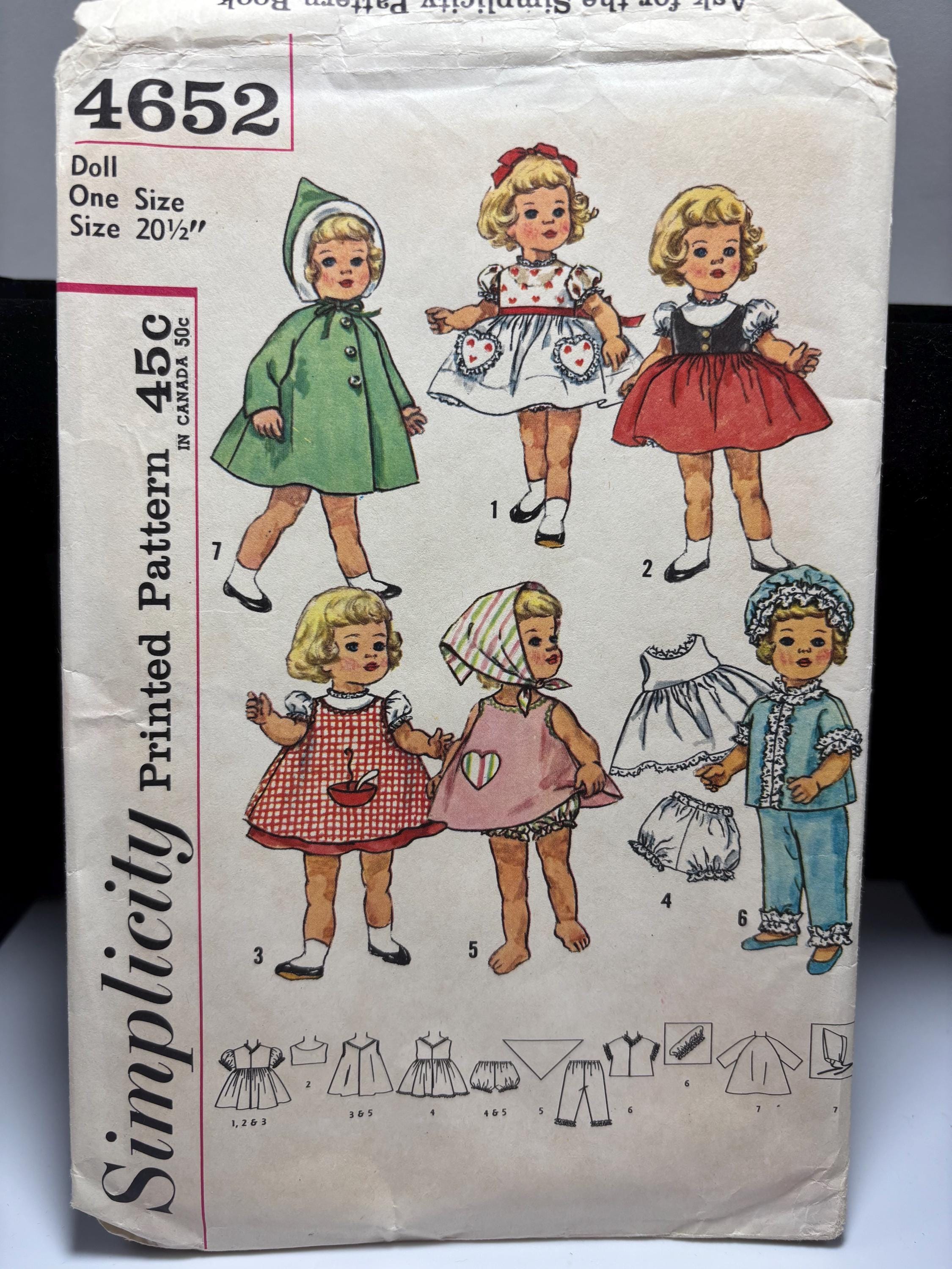 Vintage 1950s Simplicity 4652 Doll Clothes Sewing Pattern – Complete & Uncut – Outfits for 20 1/2” Doll - Thumbnail 2
