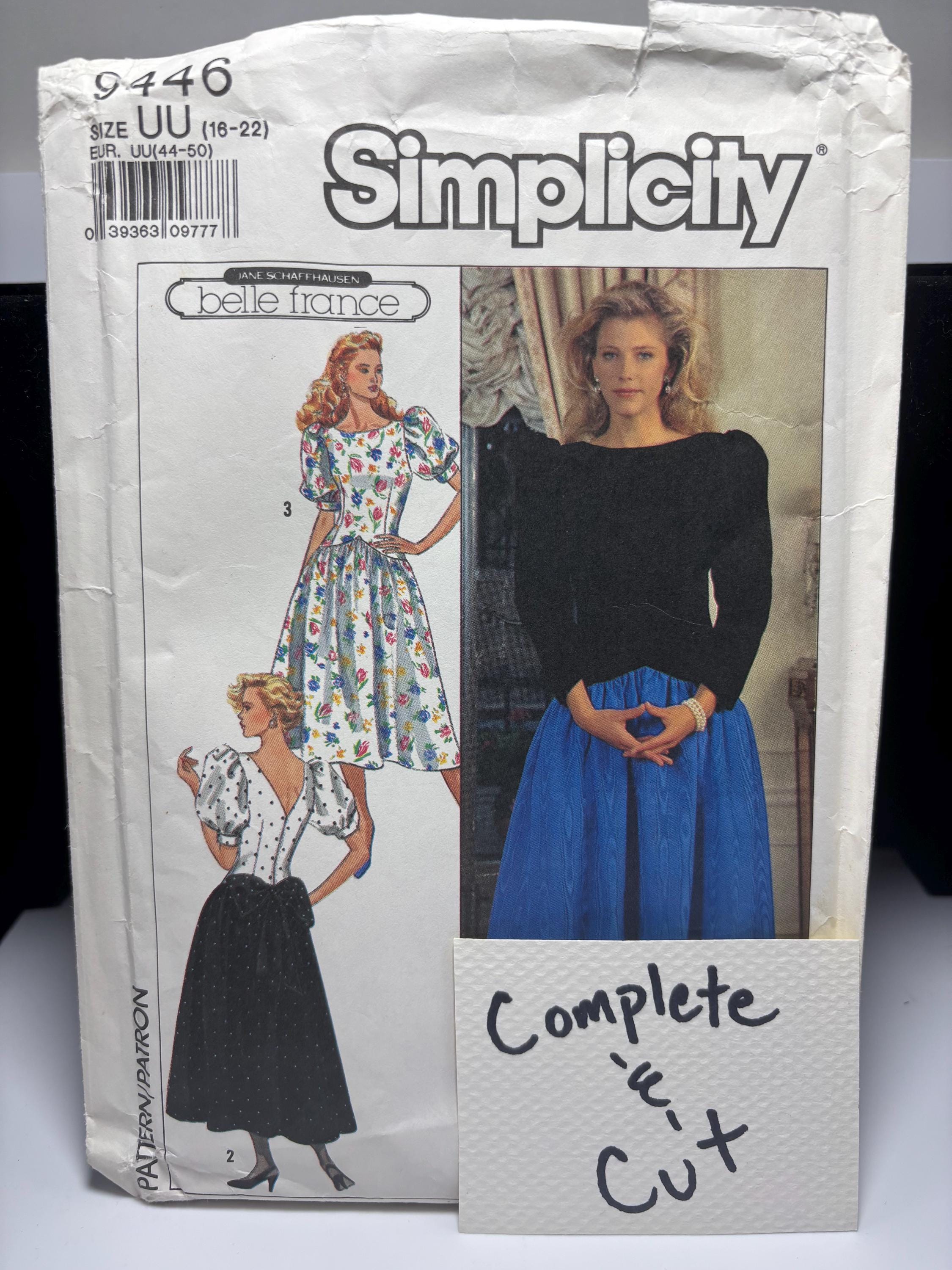 Simplicity 9446 (1980s) “Belle France” Dress Pattern – Size 18–22 – 1984 Sixteen Candles School Dance Edition – Complete & Cut