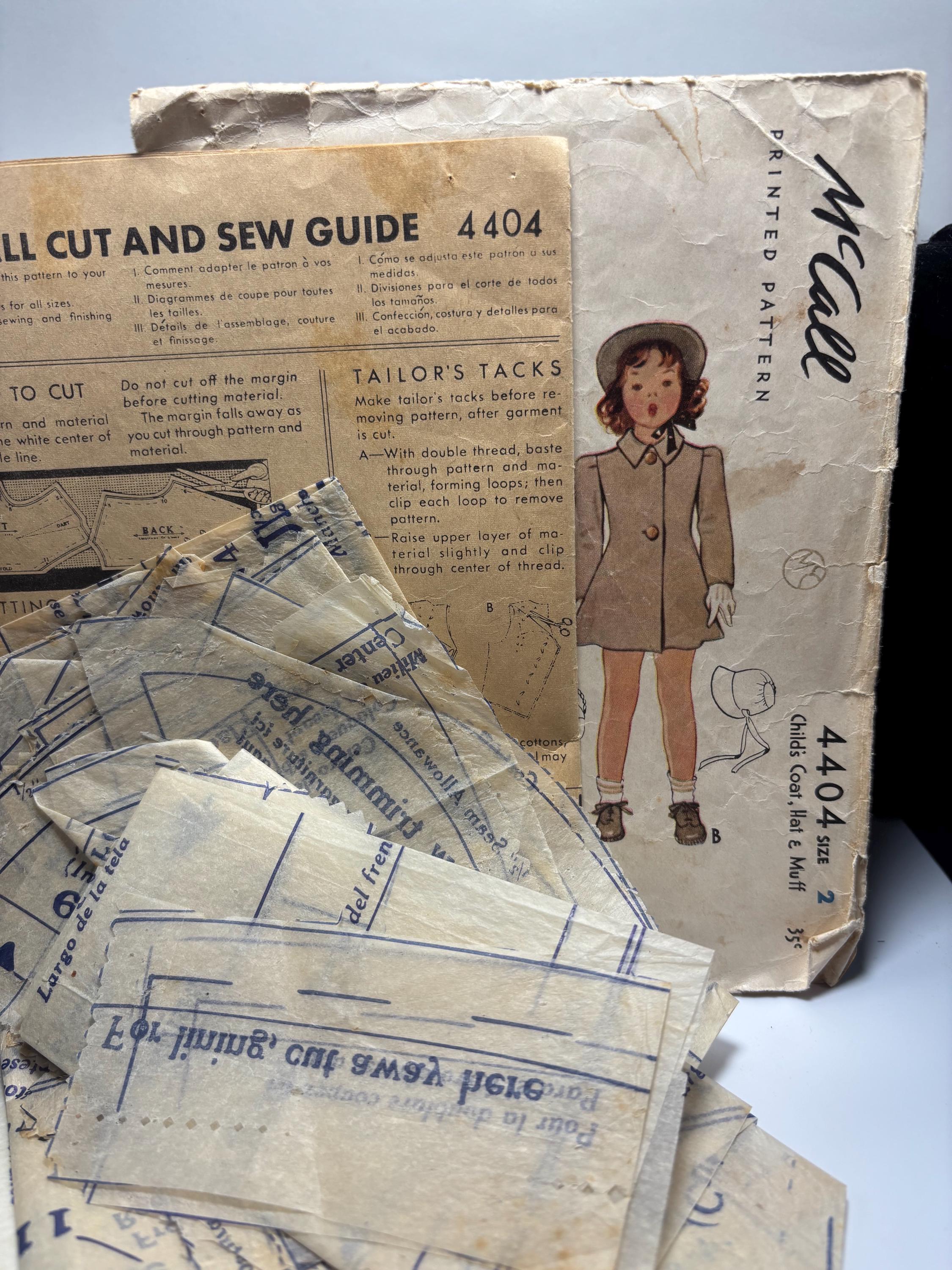 Vintage McCall 4404 (1940s) Girl’s Coat, Hat & Muff Pattern – Size 2 – Missing Minor Pieces – “Little Rascals” Darla-Inspired Winter Set - Thumbnail 6