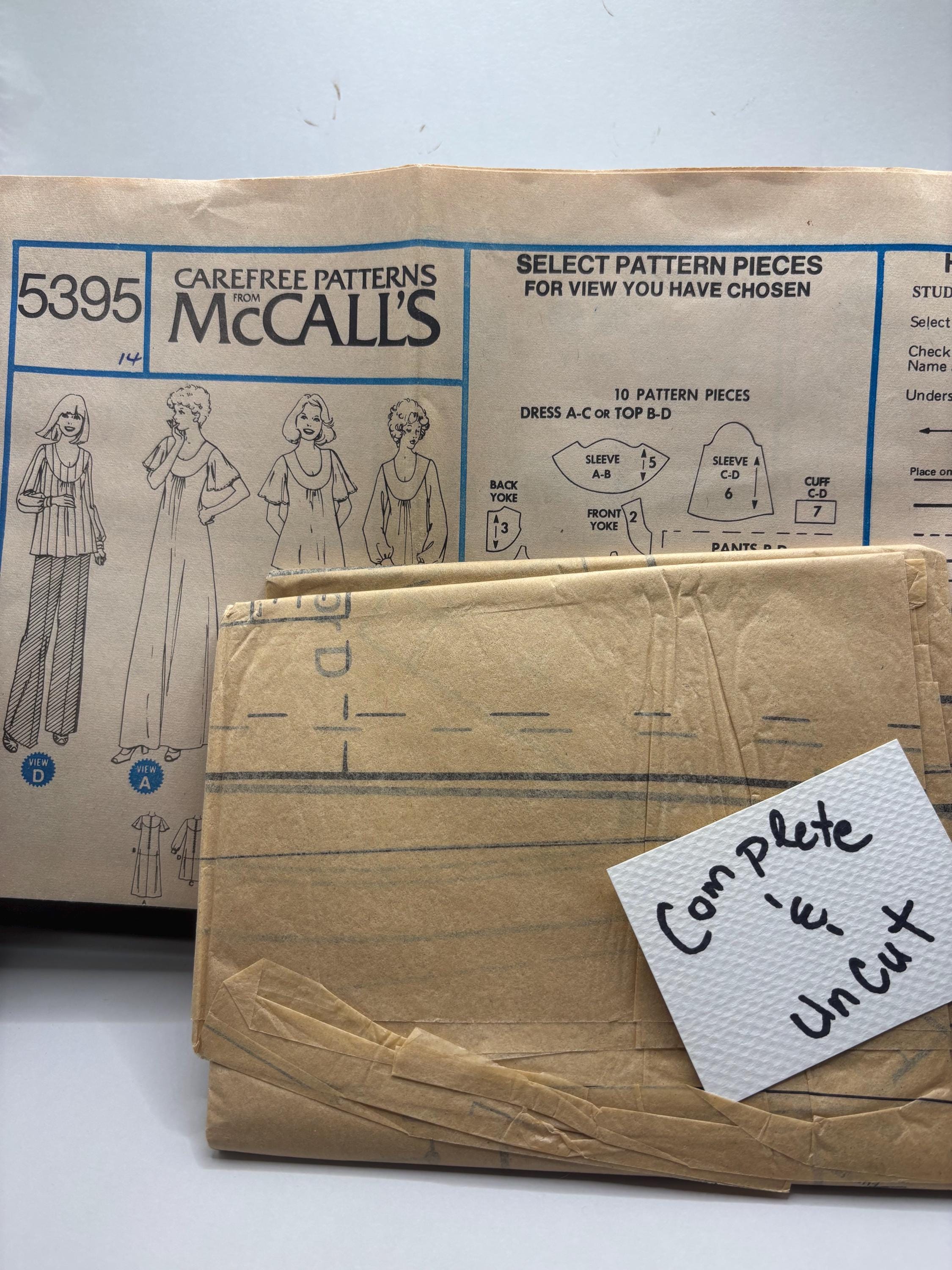 1970s Vintage McCall’s 5395 Sewing Pattern – Lounge Dress, Top & Pants – Size 14 – Complete and Uncut - Thumbnail 4
