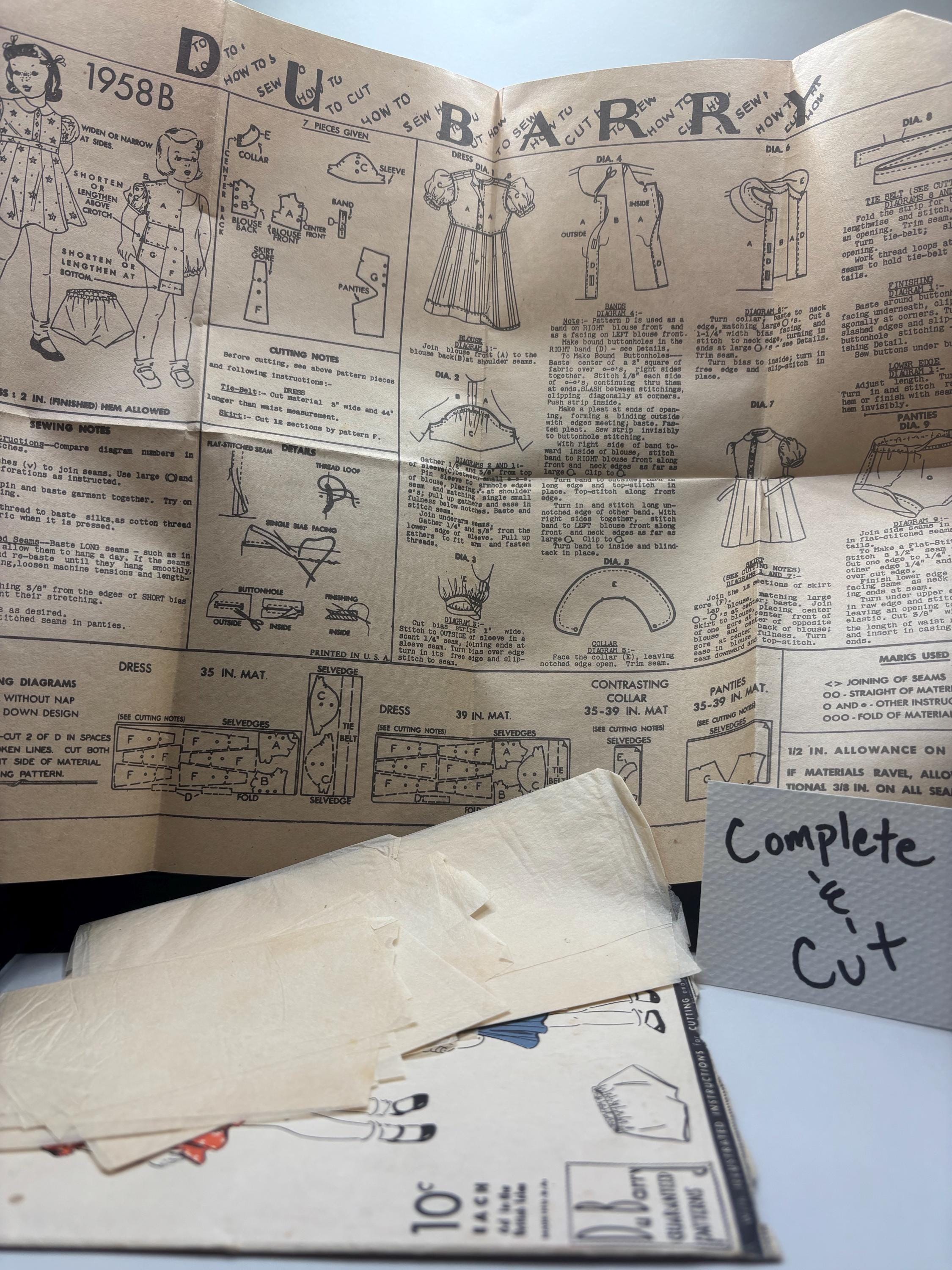 1940s Du Barry 1958B Vintage Child’s Dress & Panties Pattern – Size 6 – Complete and Cut – Tiny Girl Dynamo Style - Thumbnail 6
