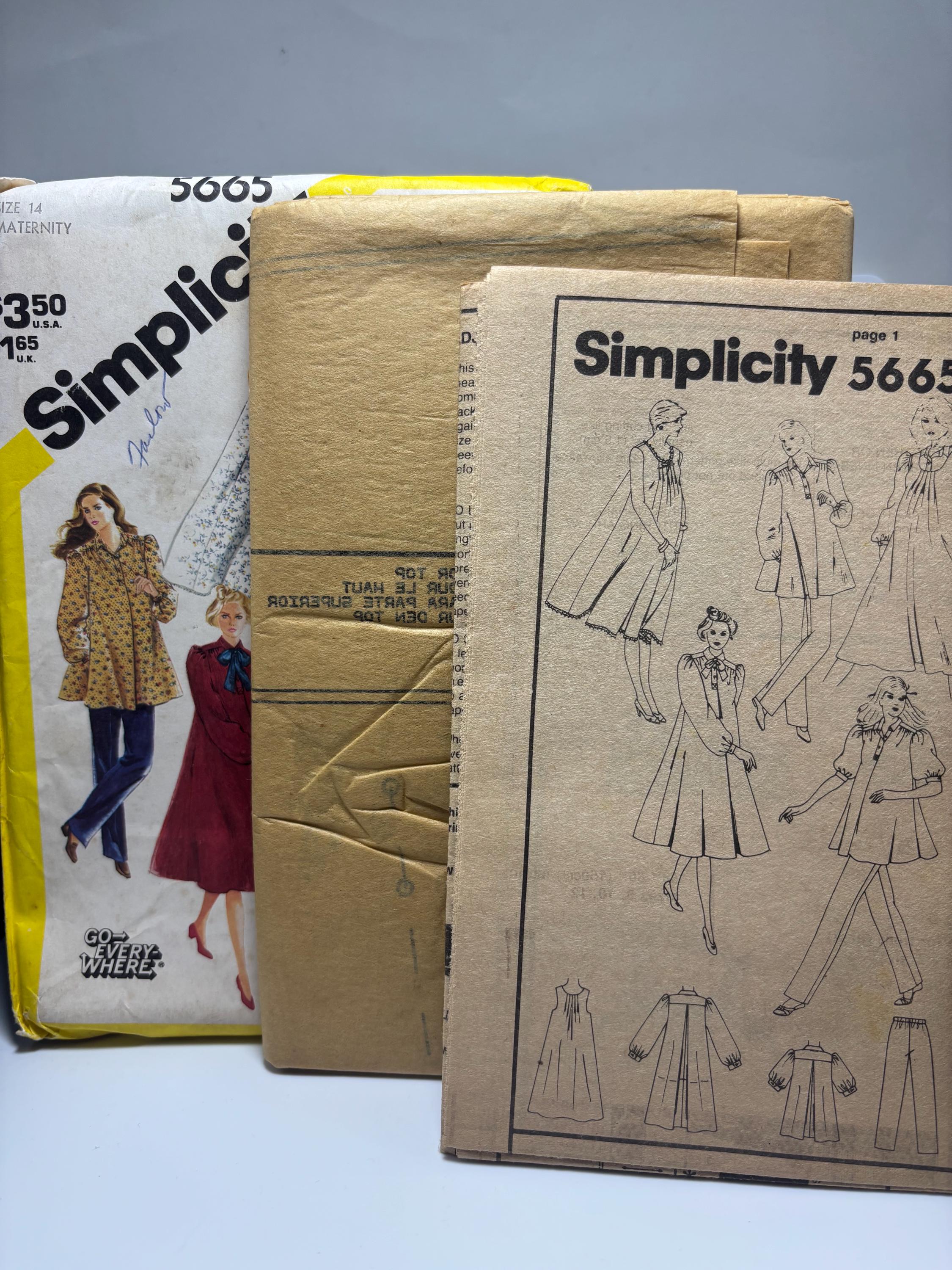 Vintage Simplicity 5665 1970s Maternity Dress, Top & Pants Pattern – Size 14 – Complete Uncut – Chic Modern Mother Style - Thumbnail 4