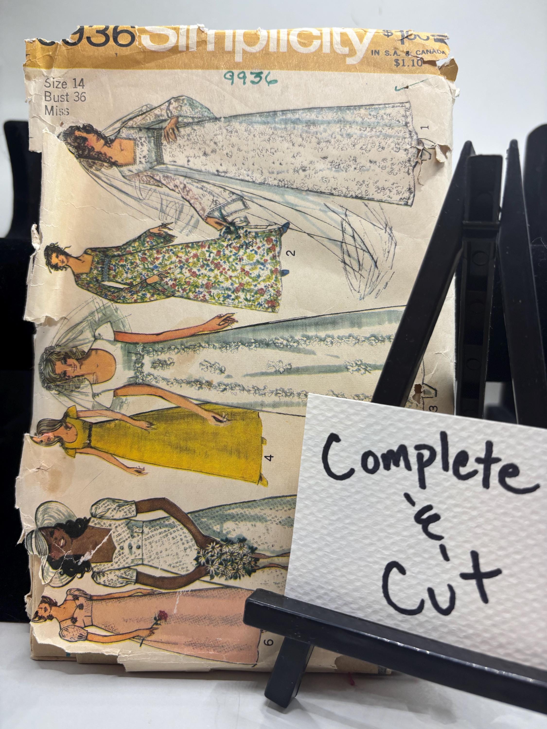 Vintage 1970s Simplicity 9936 Wedding & Bridesmaid Dress Pattern - Size 14 - Boho Romance with Puff Sleeves Empire Waist  Complete and Cut