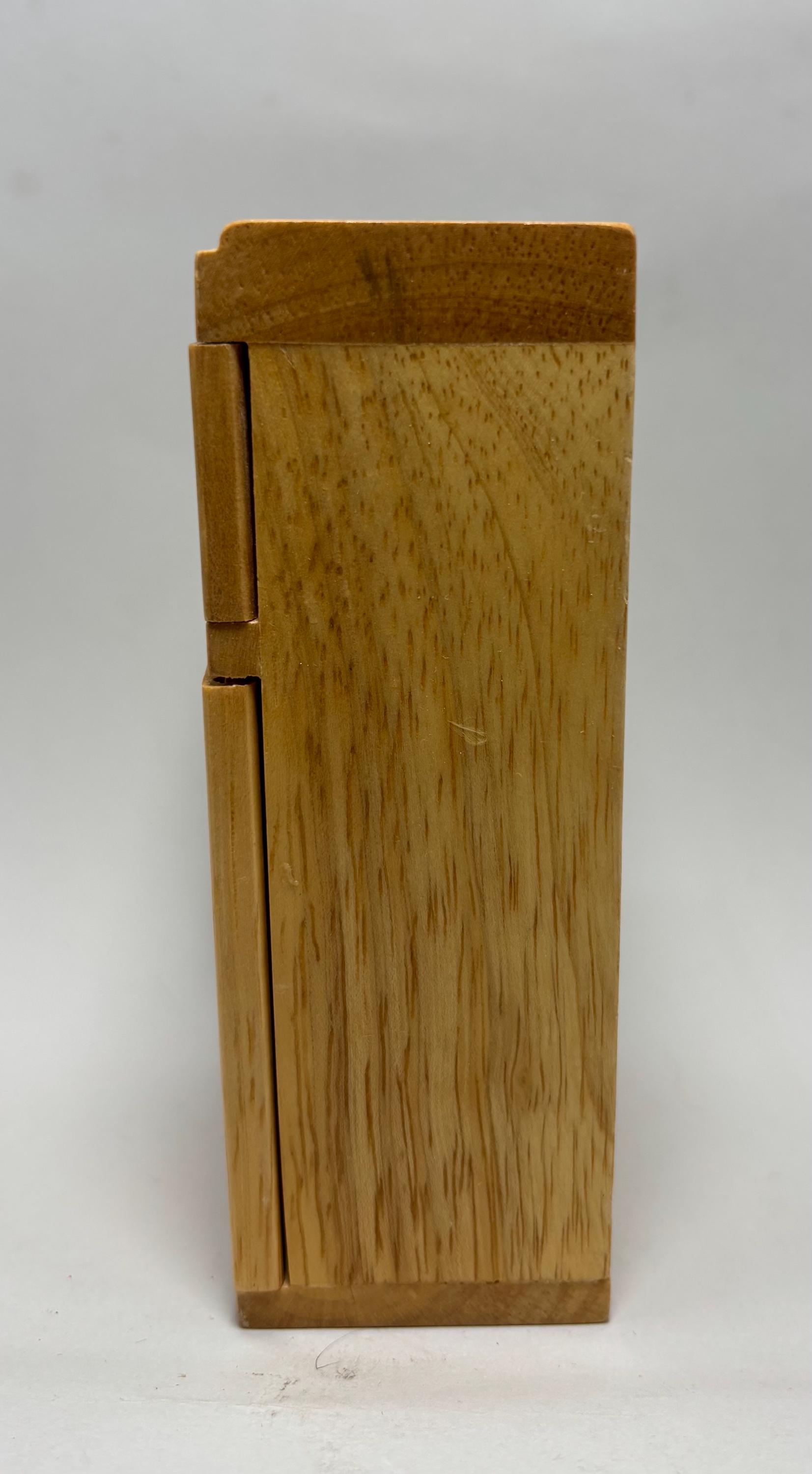 Miniature Wooden Dollhouse Refrigerator – Two-Door Fridge with Freezer – Vintage Made in China – Spooky Dollhouse Furniture - Thumbnail 4