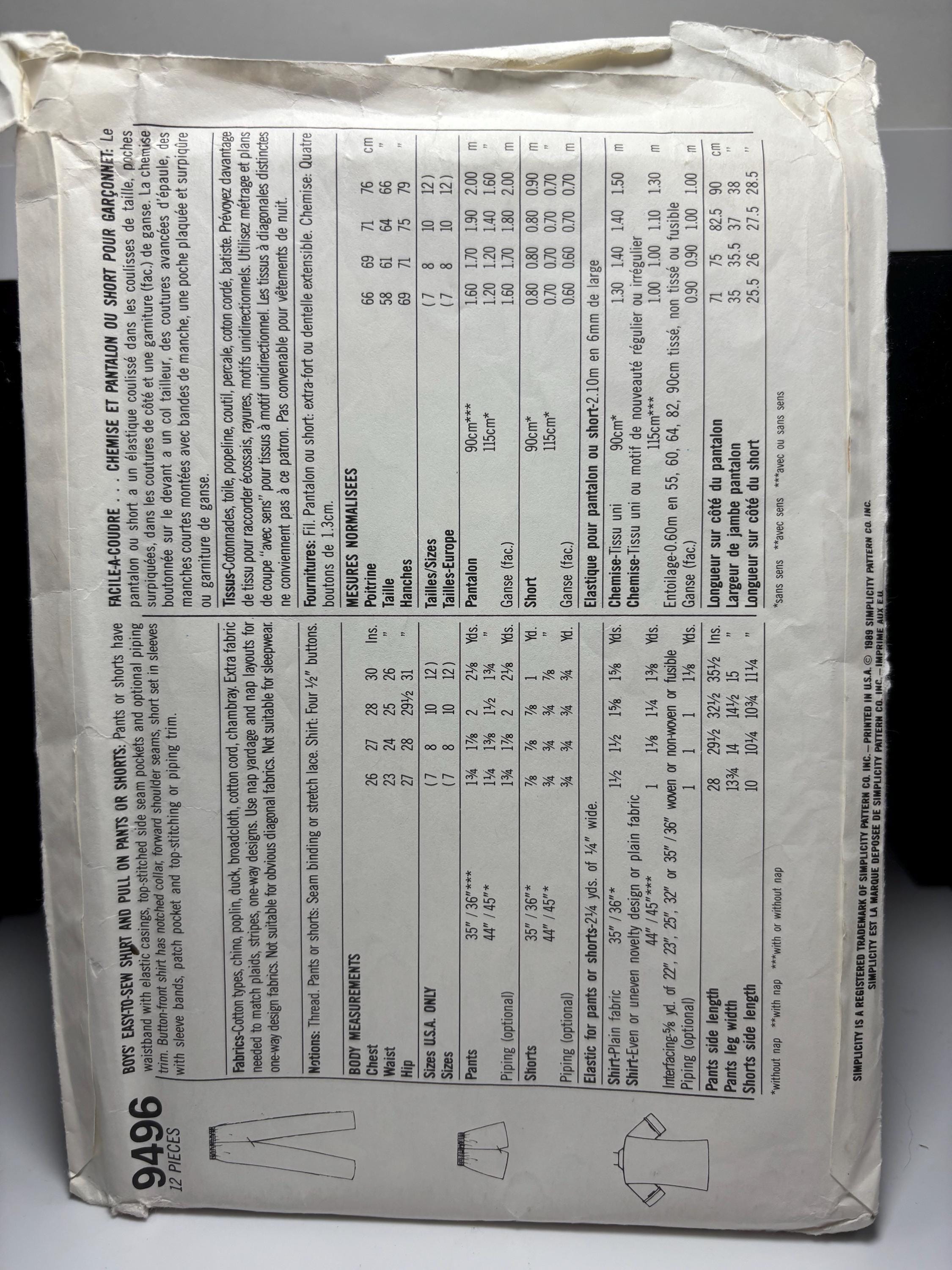 Vintage Simplicity 9496 Jiffy Boys Shirt, Pants & Shorts Sewing Pattern – All Sizes Included – Uncut 1980s 1990s Retro - Thumbnail 3