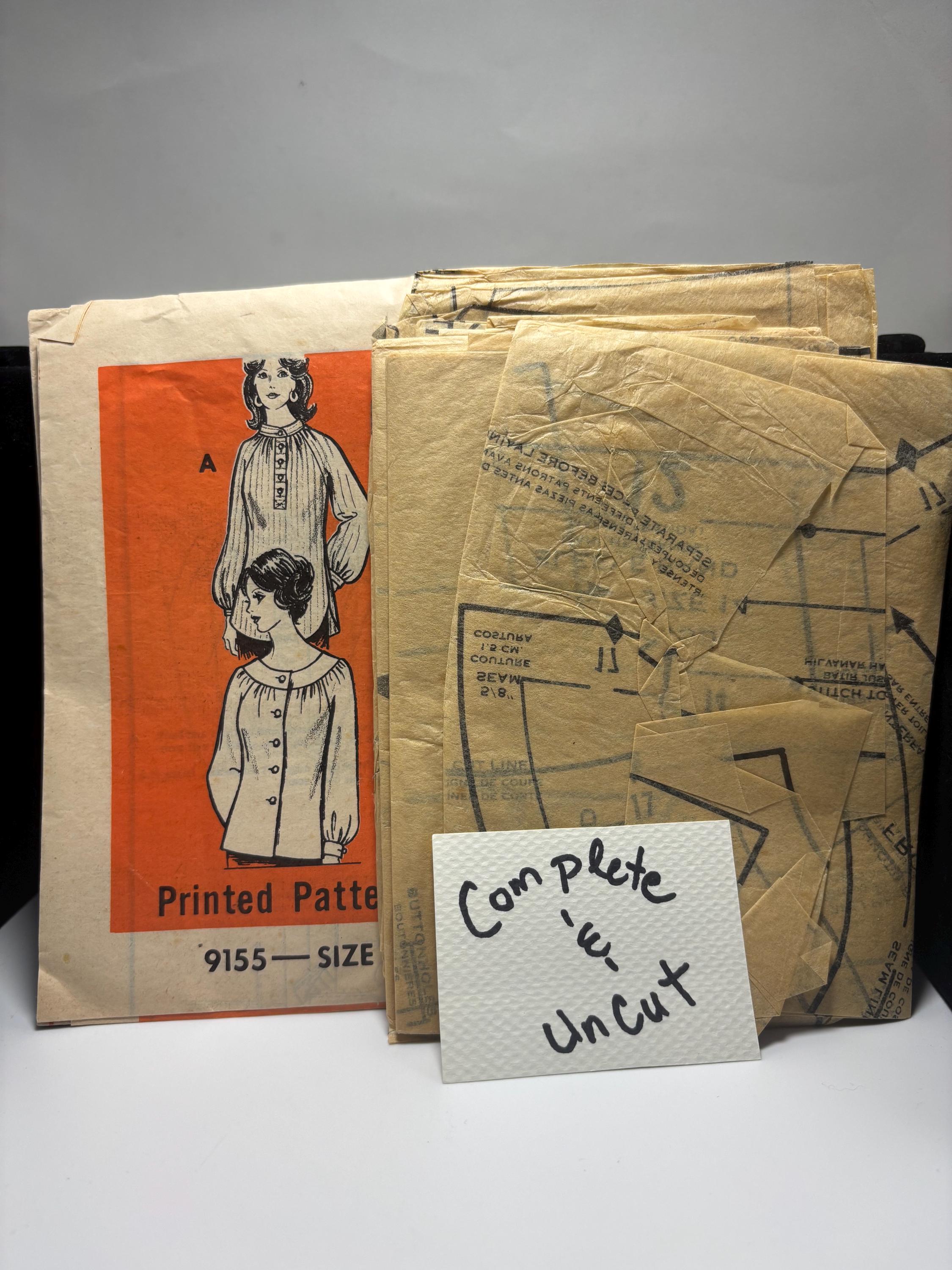 Vintage Printed Pattern 9155 – 1970s Cottagecore Prairie Blouse – Size 14 – Complete & Uncut – Peasant Style Top Pattern - Thumbnail 5