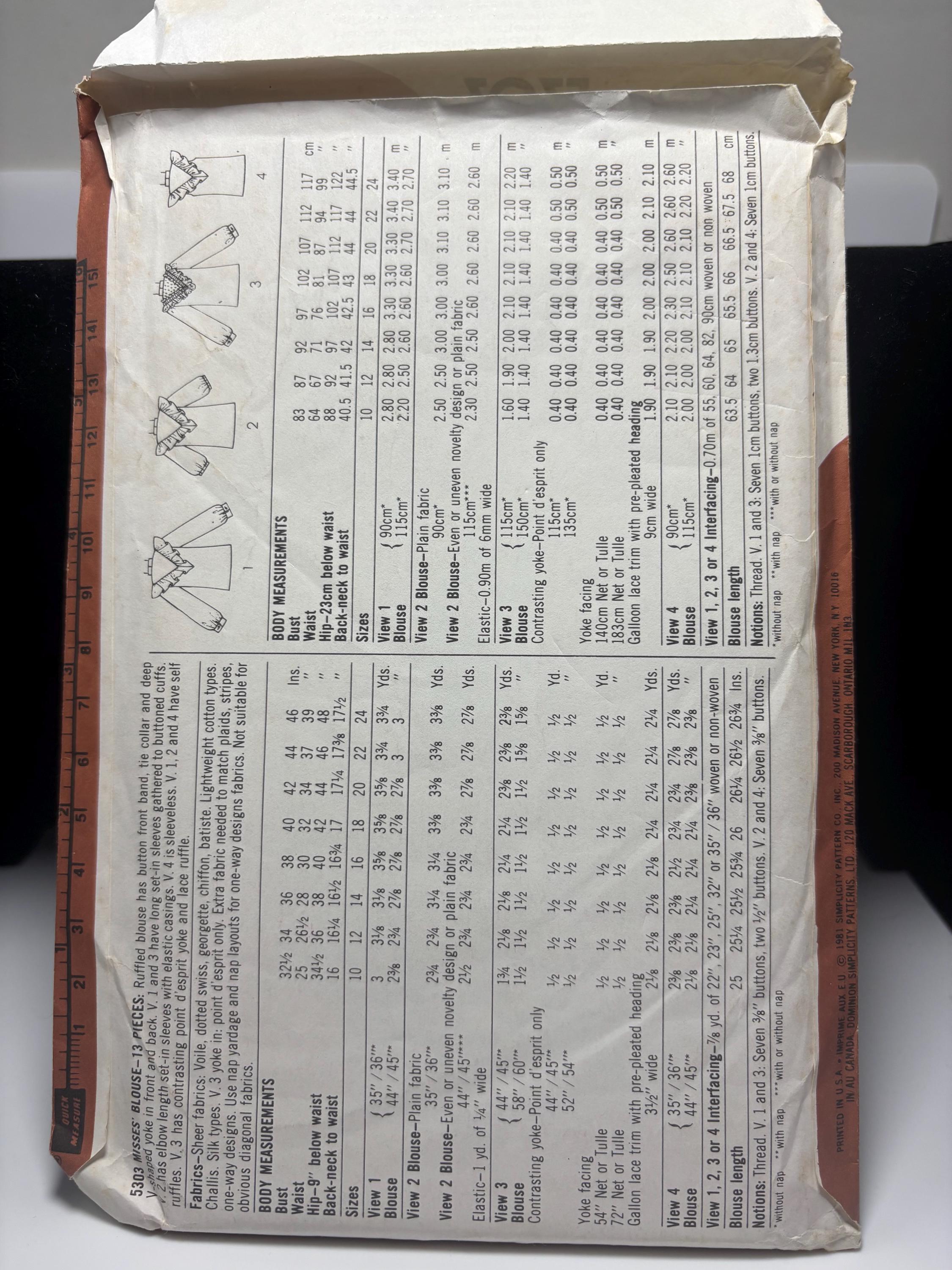 Vintage Simplicity 5505 – 1980s Romantic Ruffle Blouse Pattern – Size 22/24 – Complete & Uncut – Lace Victorian Secretary Top - Thumbnail 3