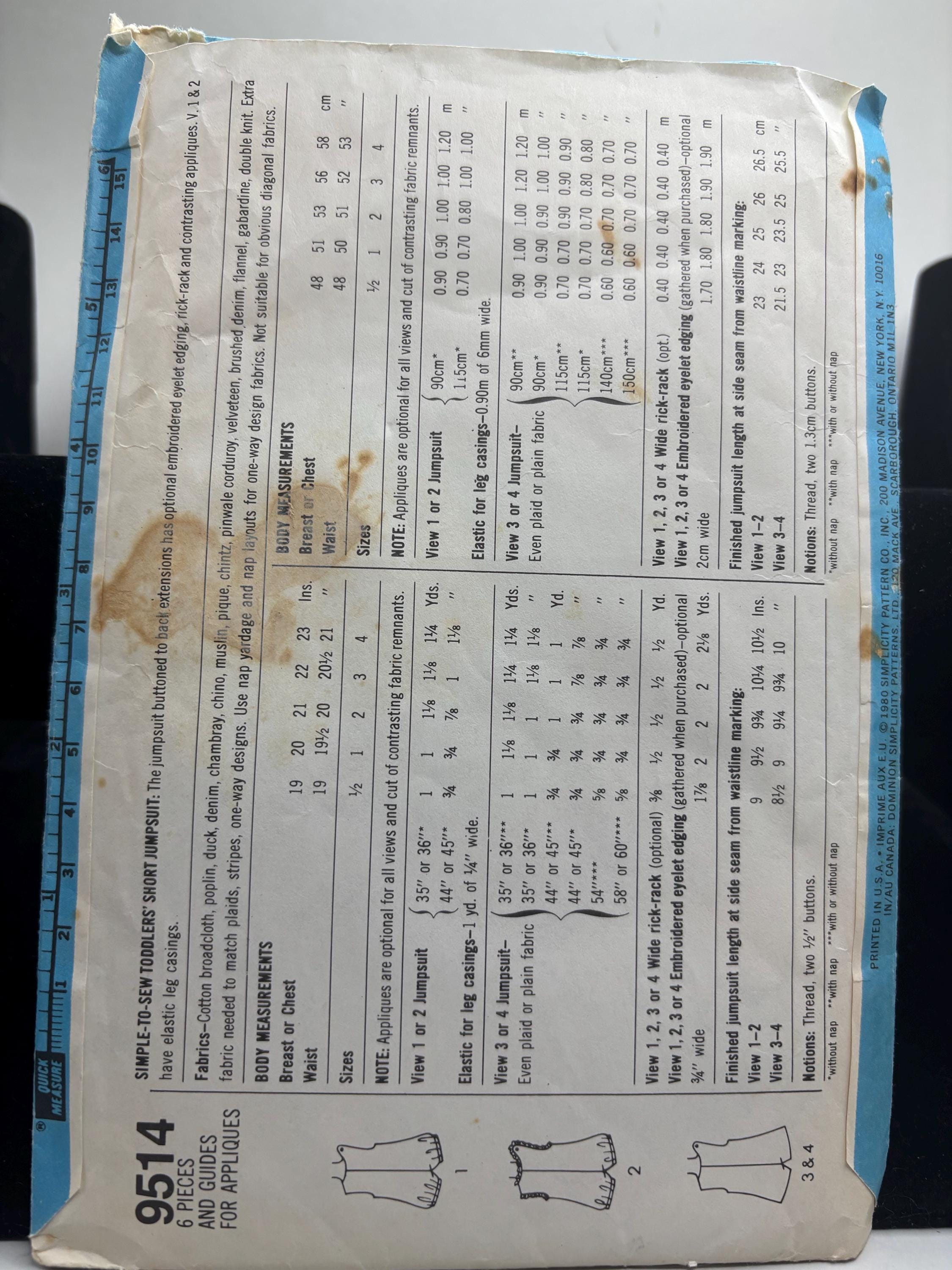 Vintage 1970s Simplicity 9514 Toddler Romper Pattern – Size 2 – Four Styles – Cut & Complete - Thumbnail 3