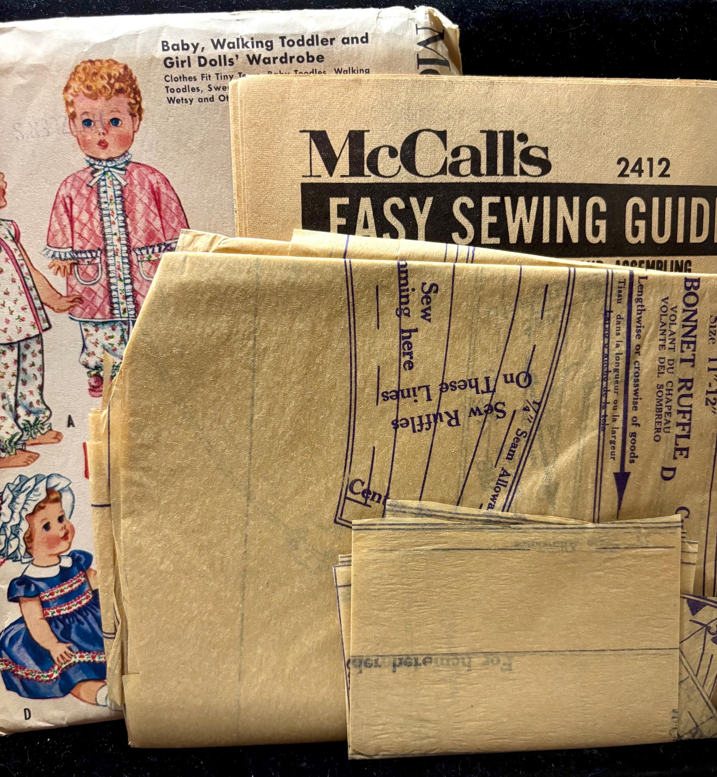 Vintage 1960 McCall’s 2412 Doll Clothes Sewing Pattern Baby, Walking Toddler & Girl Dolls Wardrobe – Pajamas, Snowsuit, Dresses Complete Cut - Thumbnail 4