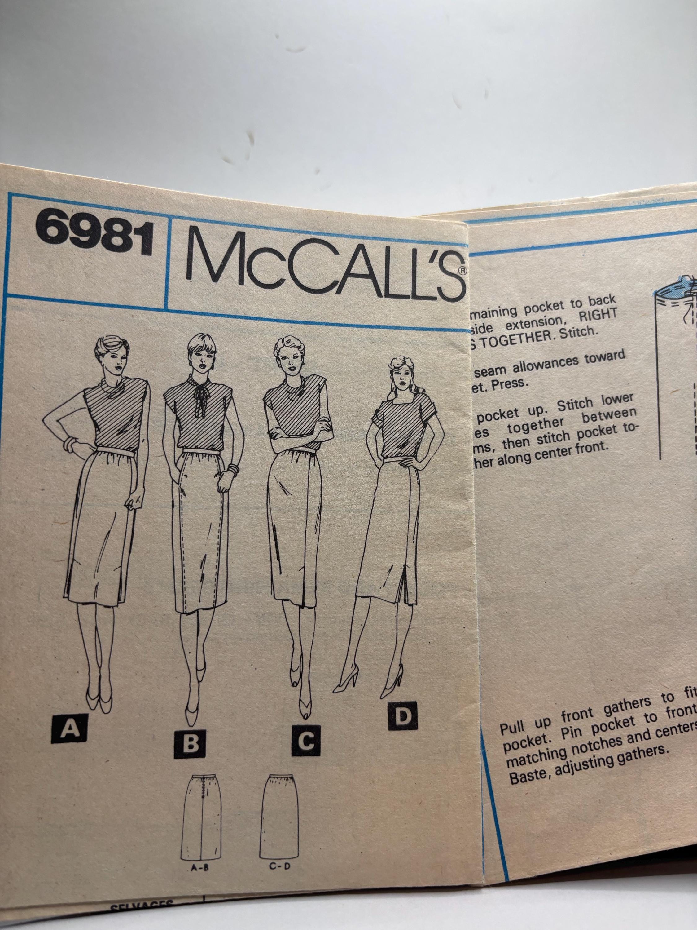Vintage McCall’s 6981 | Misses’ High-Waisted Skirts with Front Pleats & Slit Options | Pockets! | Size 18 | Complete and Cut - No Envelope - Thumbnail 2