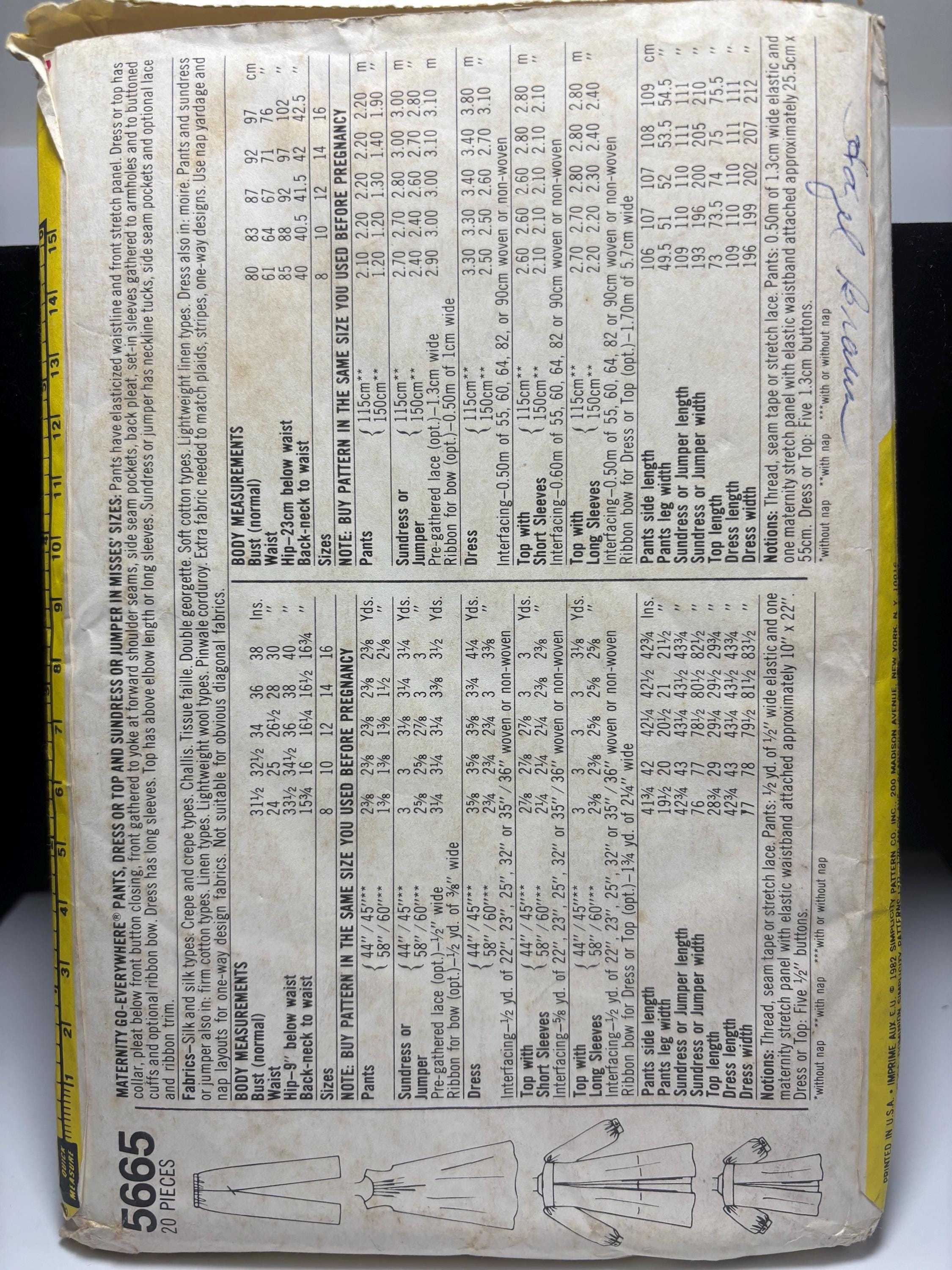 Vintage Simplicity 5665 1970s Maternity Dress, Top & Pants Pattern – Size 14 – Complete Uncut – Chic Modern Mother Style - Thumbnail 3