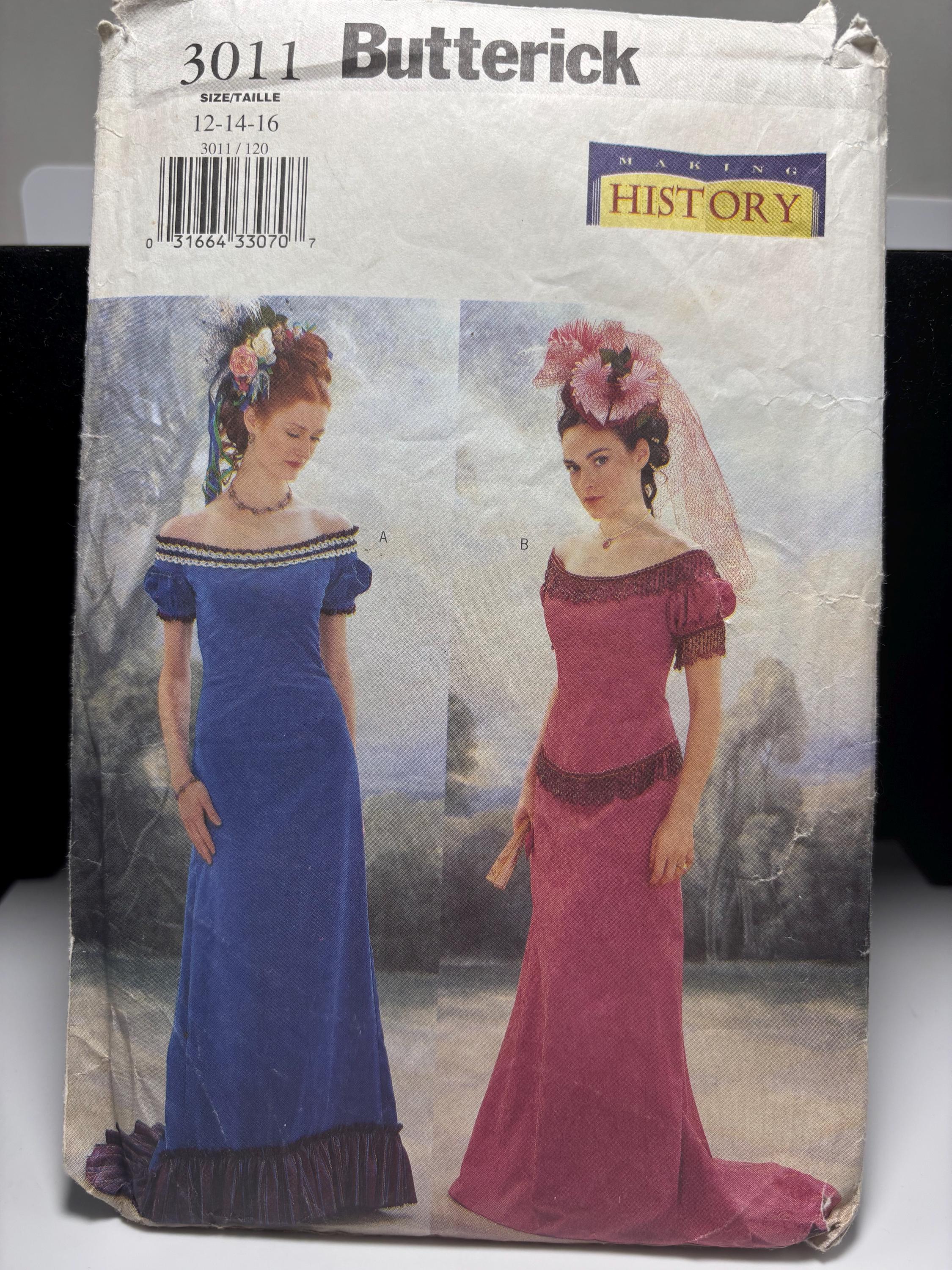 Butterick 3011 Vintage Sewing Pattern – Making History Series – Misses’ Off-the-Shoulder Evening Dress – Sizes 12, 14, 16 – Complete & Uncut - Thumbnail 2