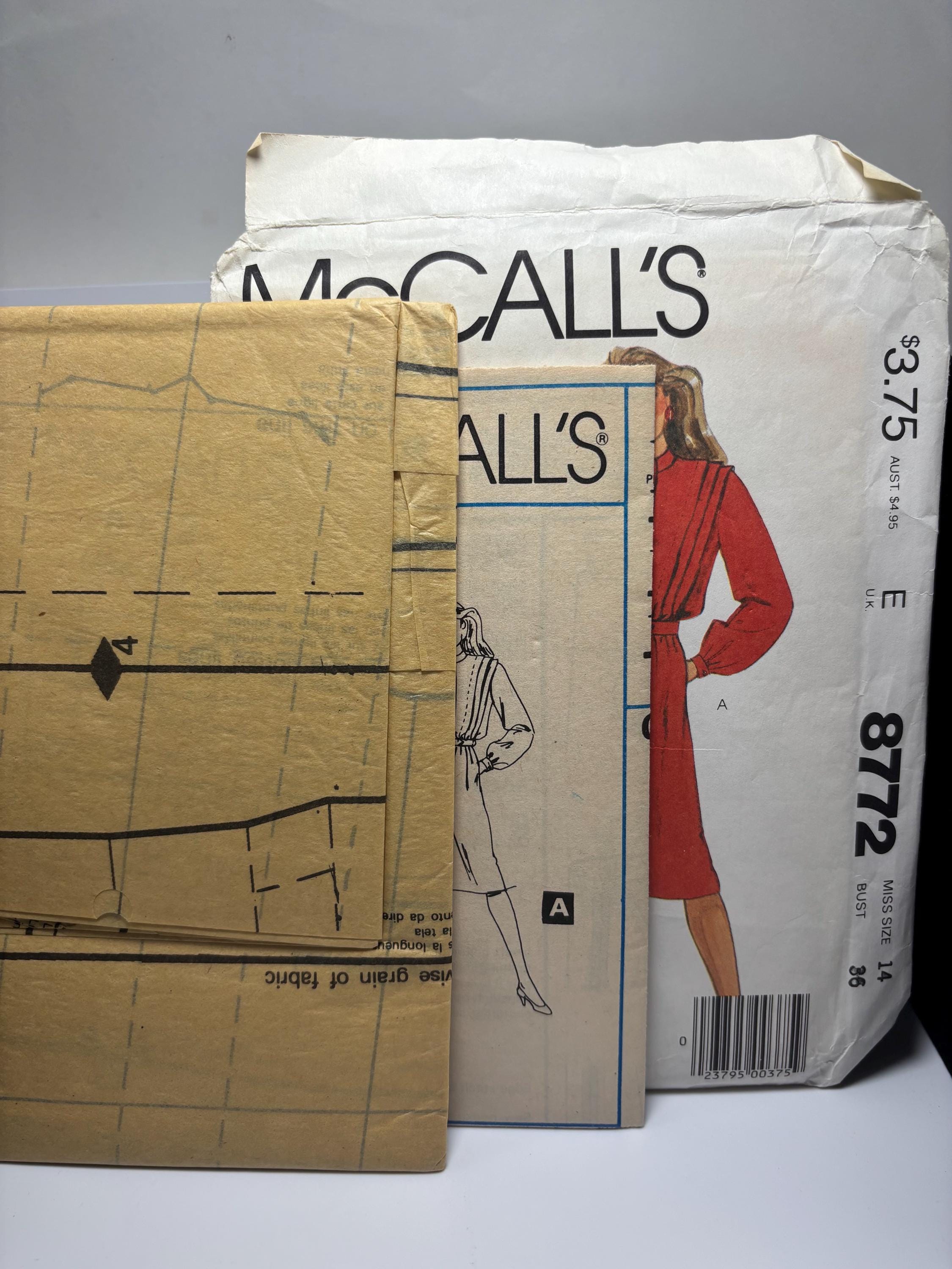 Vintage McCall’s 8772 Misses’ Pleated Dress Pattern (Size 14, Bust 36) – 1980s Classic Office Chic Midi Dress, Complete & Uncut - Thumbnail 4