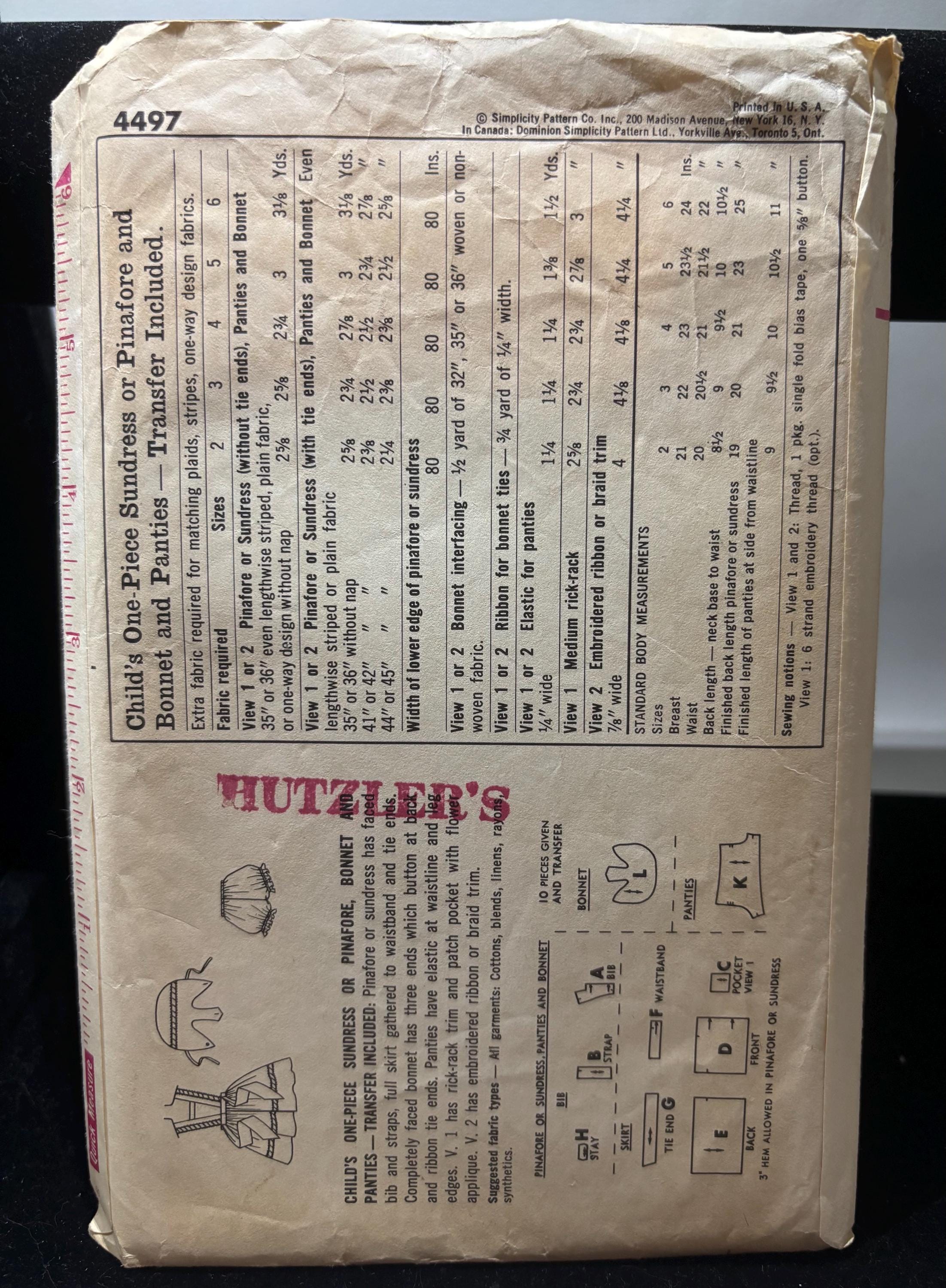 Vintage 1950s Simplicity 4497 Sewing Pattern – Child Size 2 – Girl’s Sundress, Bonnet & Panties – Complete Cut - Thumbnail 3