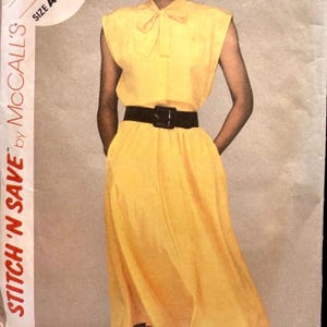 Vintage McCall’s 8981 Stitch 'N Save Sewing Pattern | Size A (8-10-12) | 1980s Sleeveless Dress with Dramatic Neck Bow | Easy Vintage DIY