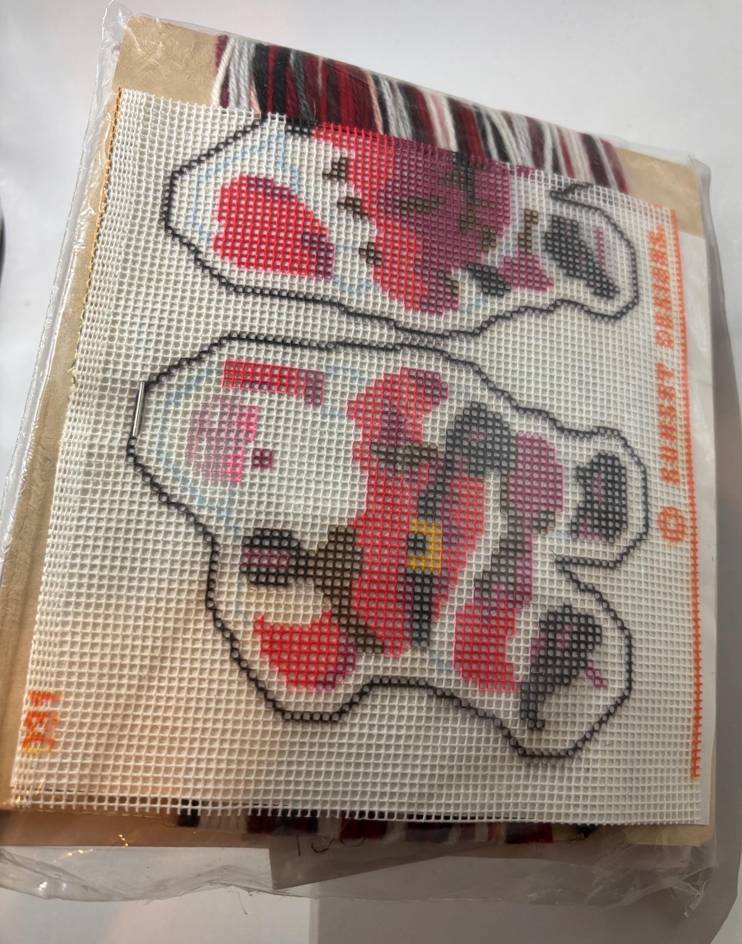 Vintage 1980 “Santa with a Sack” Needlepoint Kit – Jiffy Sunset Designs – Naughty Holiday Ornament Craft – Double-Sided & Fully Stuffable - Thumbnail 2