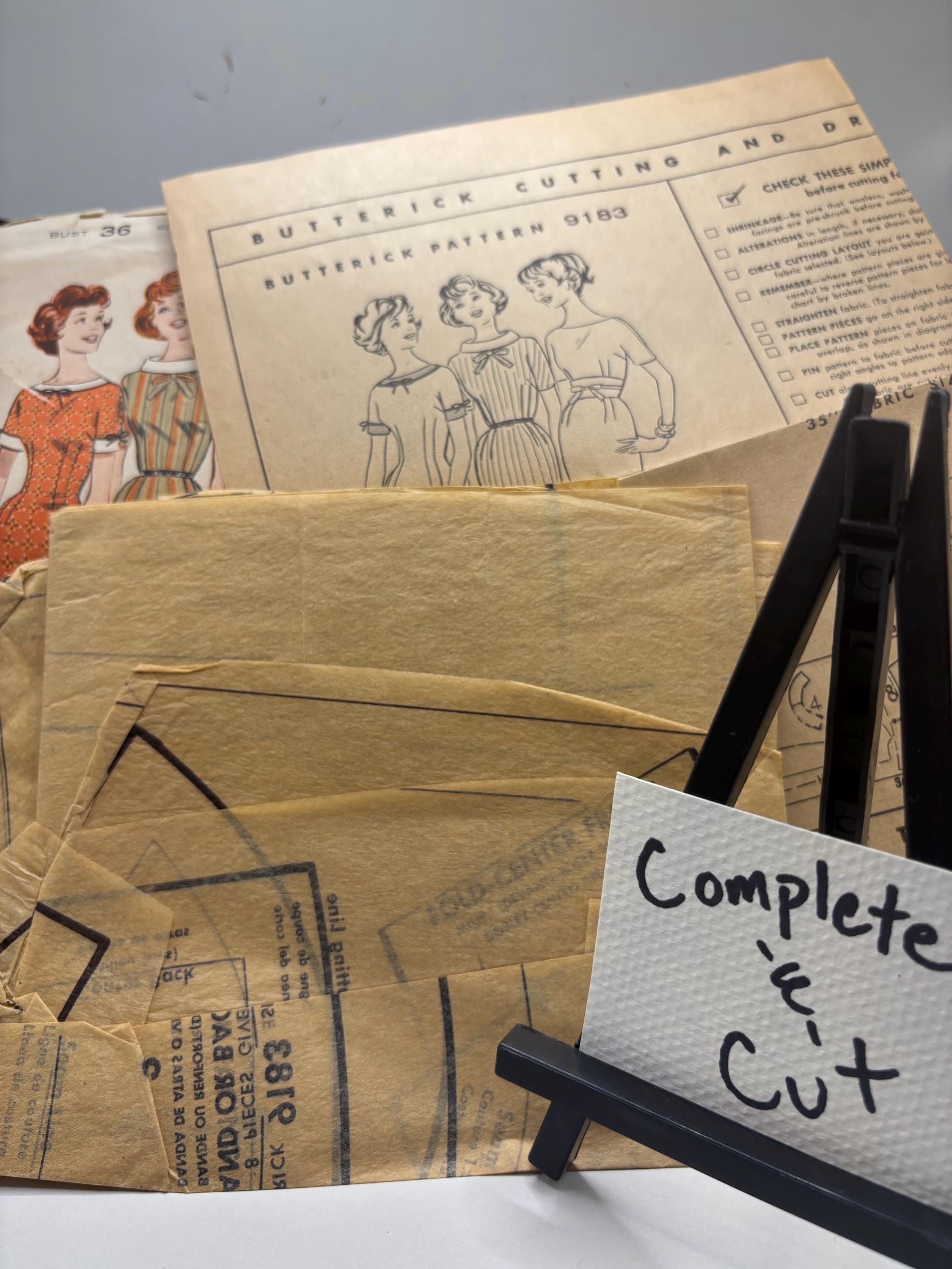 Vintage 1950s Butterick 9183 Sewing Pattern – Bust 36, Size 16 – “Quick ‘N Easy” Wiggle Dress Trio with Attitude - Thumbnail 7