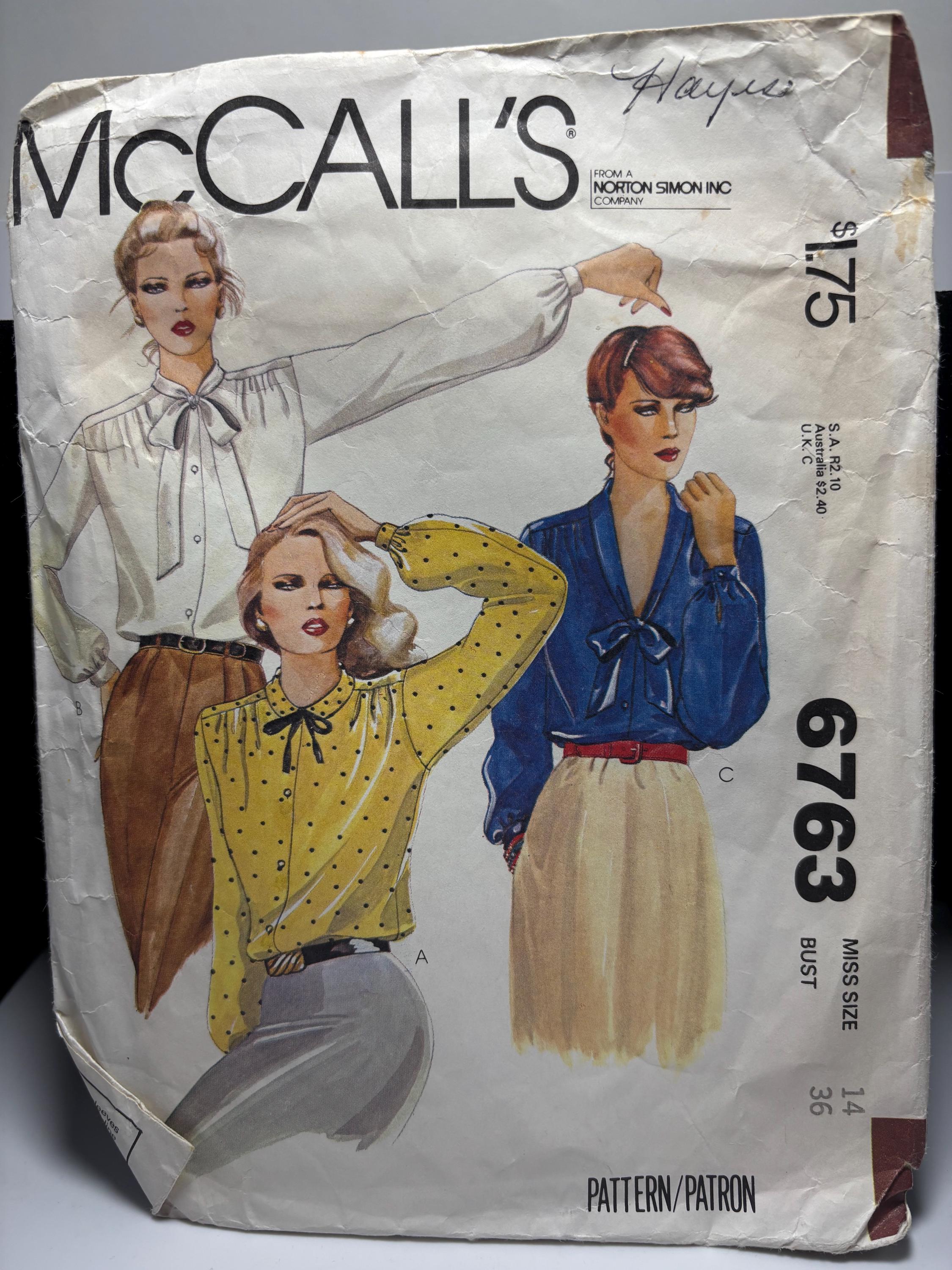 Dreamy Vintage McCall’s 6763 | 1970s Misses Bow Blouse Pattern | Size 14 Bust 36 | Complete Cut | Kate Bush would run up that hill for this - Thumbnail 2