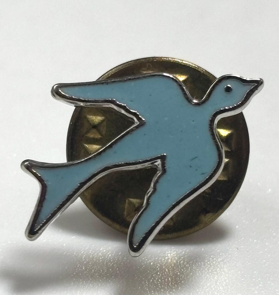 Vintage Blue Enamel Flying Bird Tack Pin, Minimalist Bird Lapel Pin ...