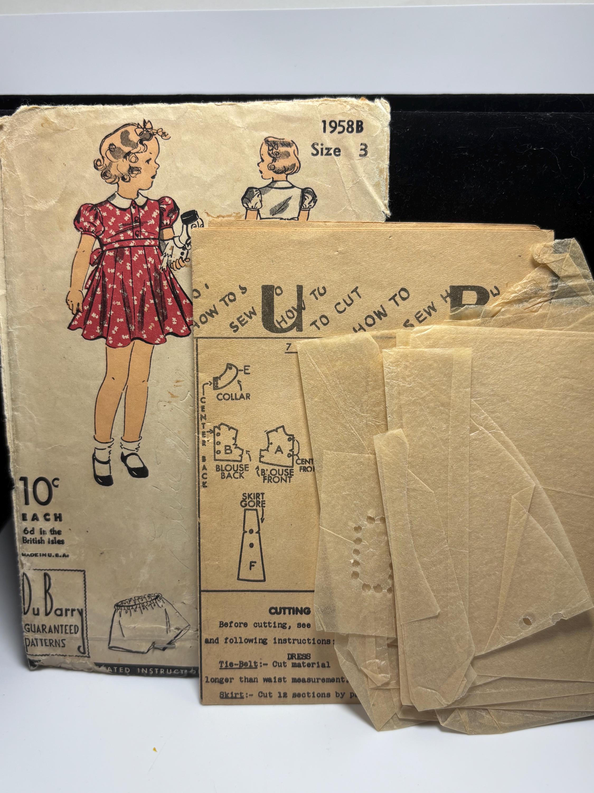 1930s Du Barry 1958B Toddler Dress & Panties Pattern – Shirley Temple Style Puff-Sleeve Party Dress, Size 3 - Thumbnail 4