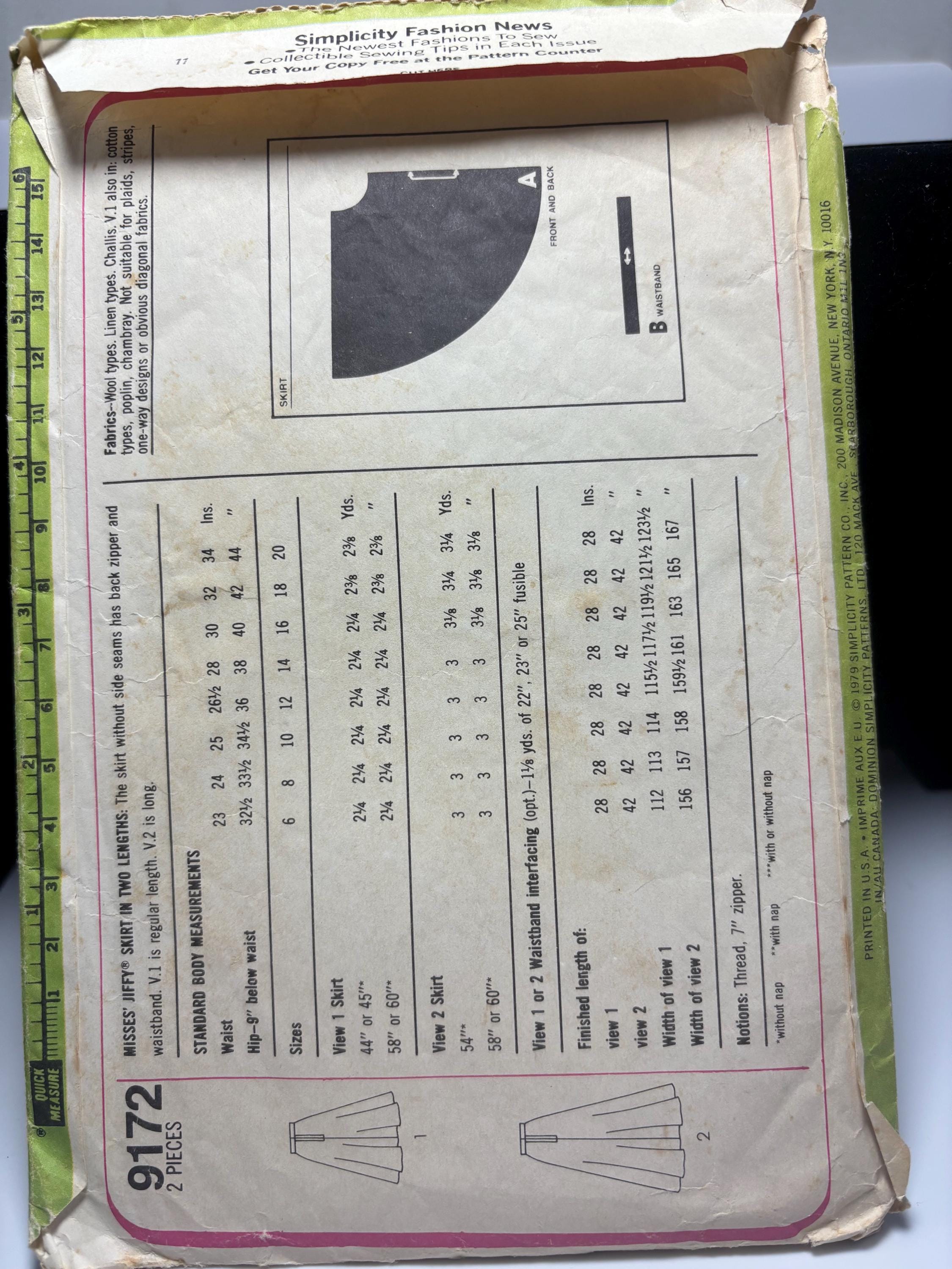 Vintage Simplicity 9172 Skirt Pattern – Size 12 Waist 26.5 – Full Circle Skirt in Two Lengths – 1970s Jiffy Sewing Pattern – Cut & Complete - Thumbnail 2