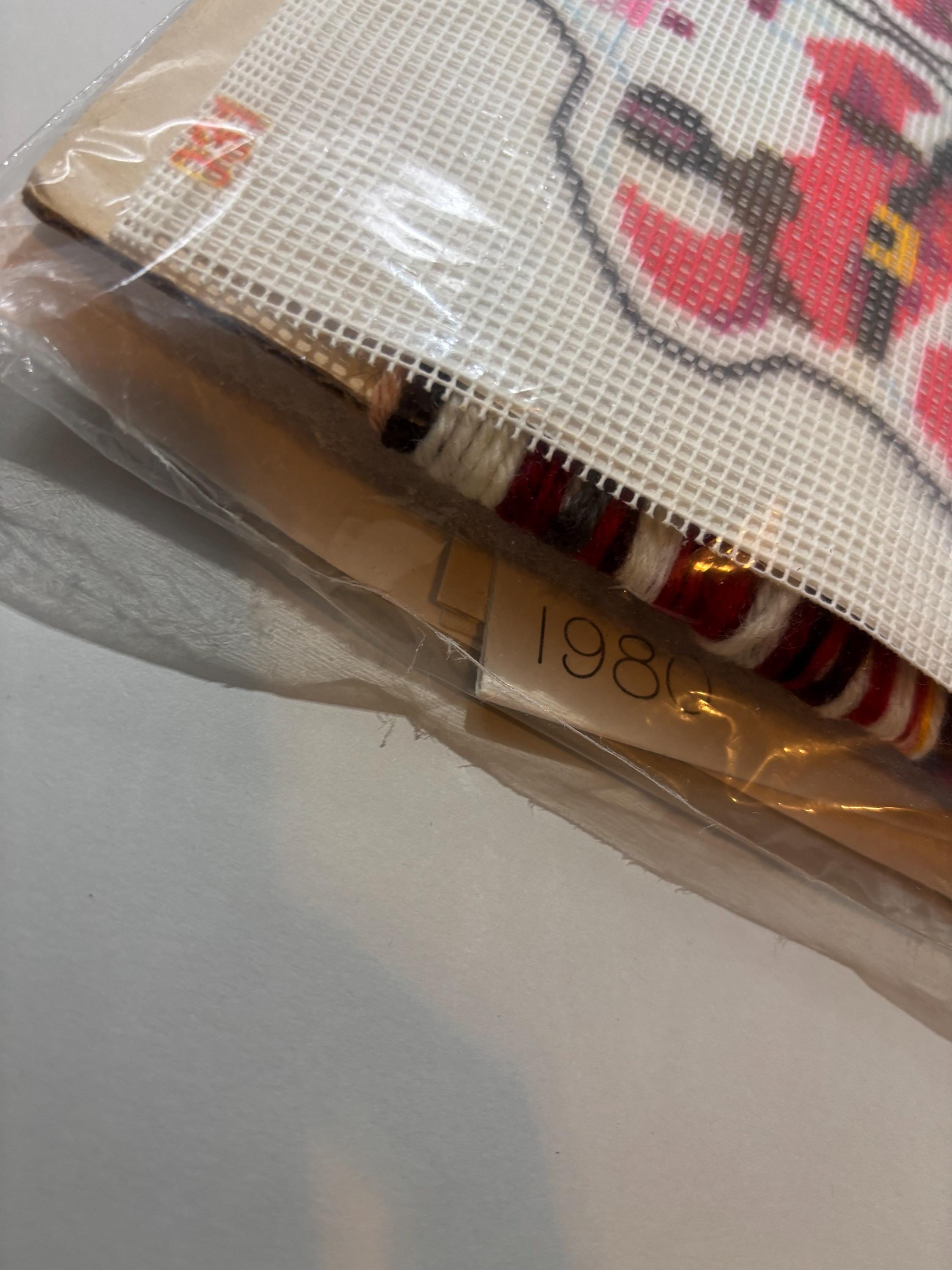 Vintage 1980 “Santa with a Sack” Needlepoint Kit – Jiffy Sunset Designs – Naughty Holiday Ornament Craft – Double-Sided & Fully Stuffable - Thumbnail 5