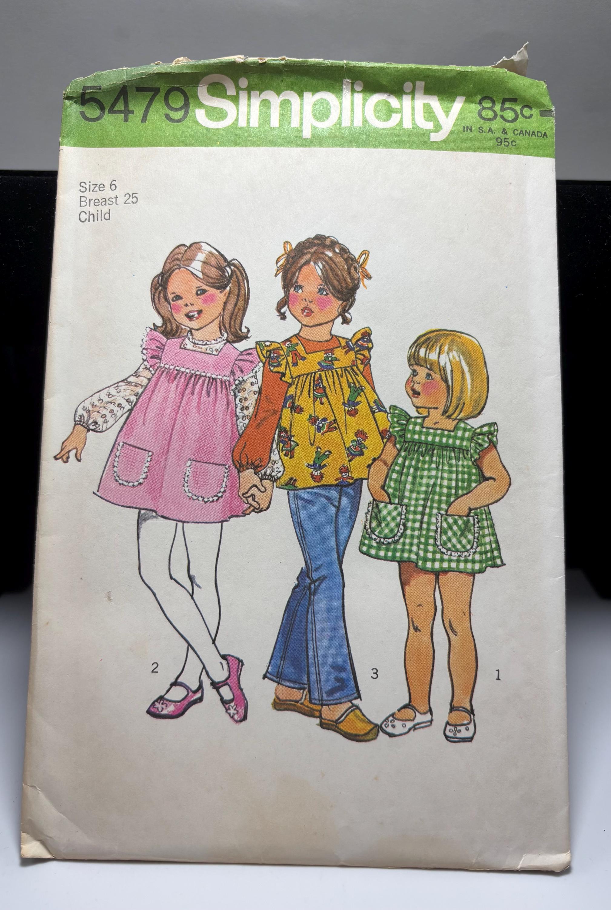 Vintage Simplicity 5479 Sewing Pattern – Child’s Smock Dress, Top & Blouse – Size 6, Breast 25 – 1972 Uncut - Thumbnail 2