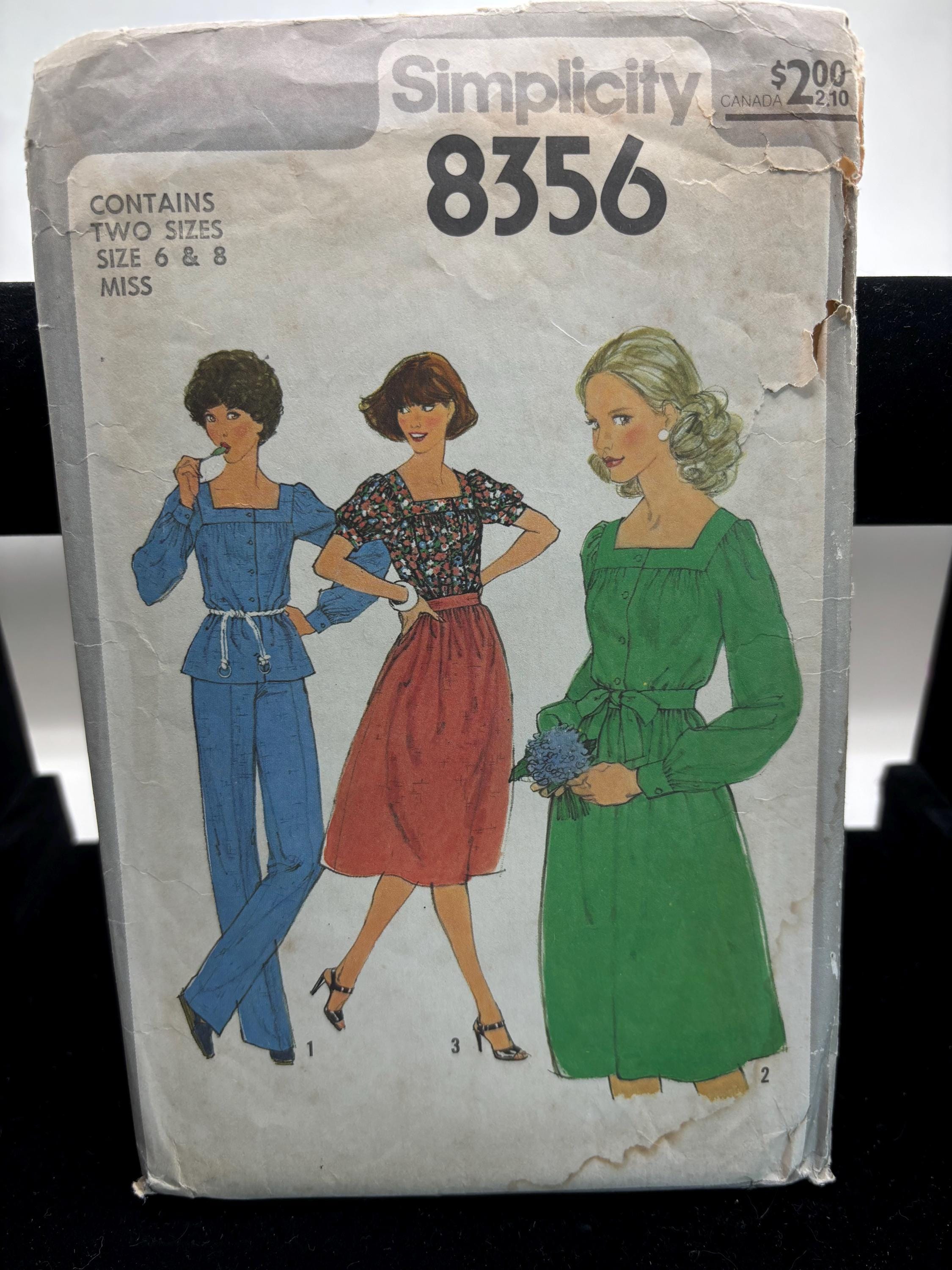 Vintage Simplicity 8356 Sewing Pattern Cottagecore Dress, Top & Skirt Sizes 6/8 1970s