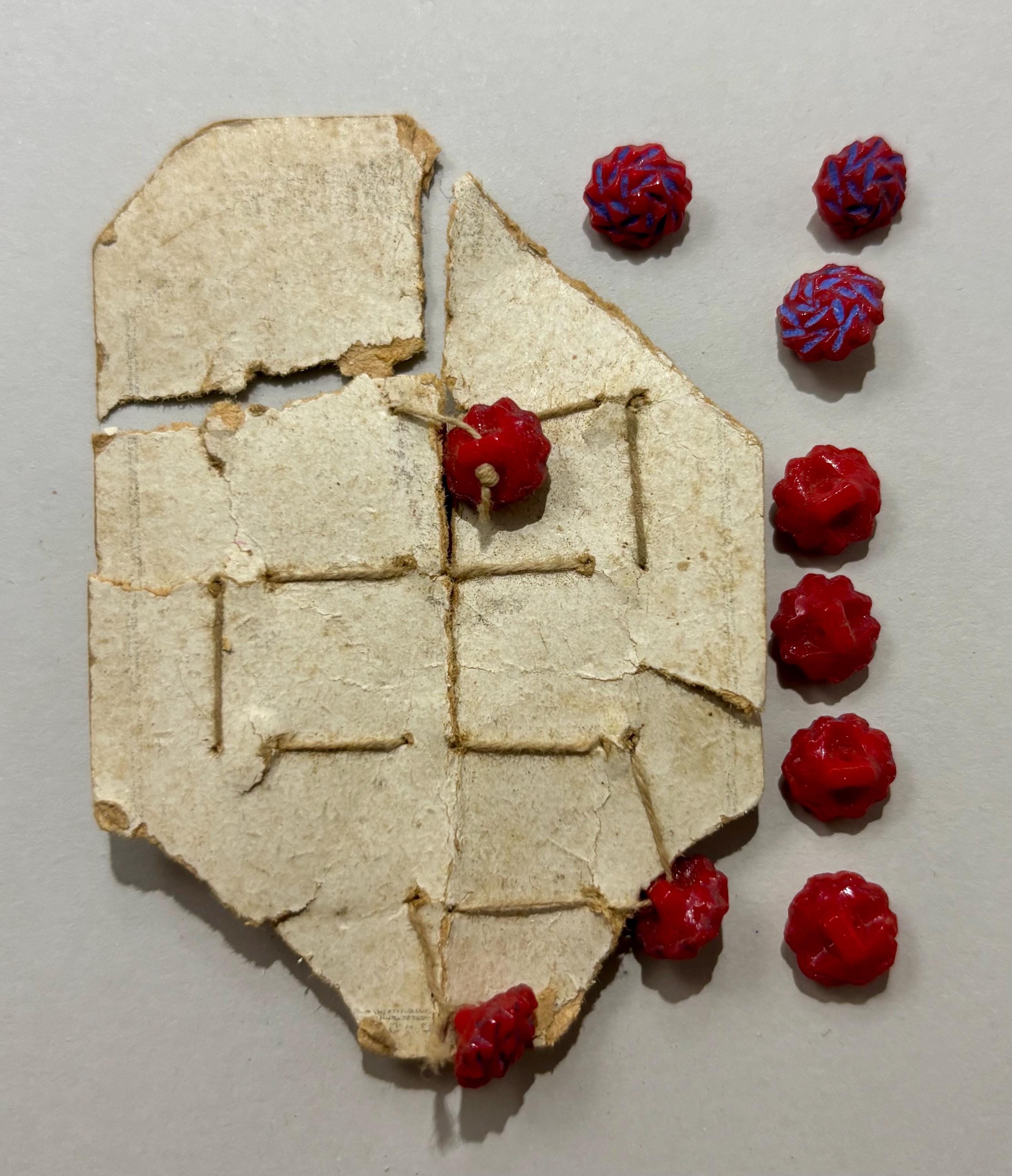 Antique Czech Glass Buttons – Style 2329 – Cornflower Over Scarlet, Art Deco Frosted Flower Set (Qty 19) - Thumbnail 3