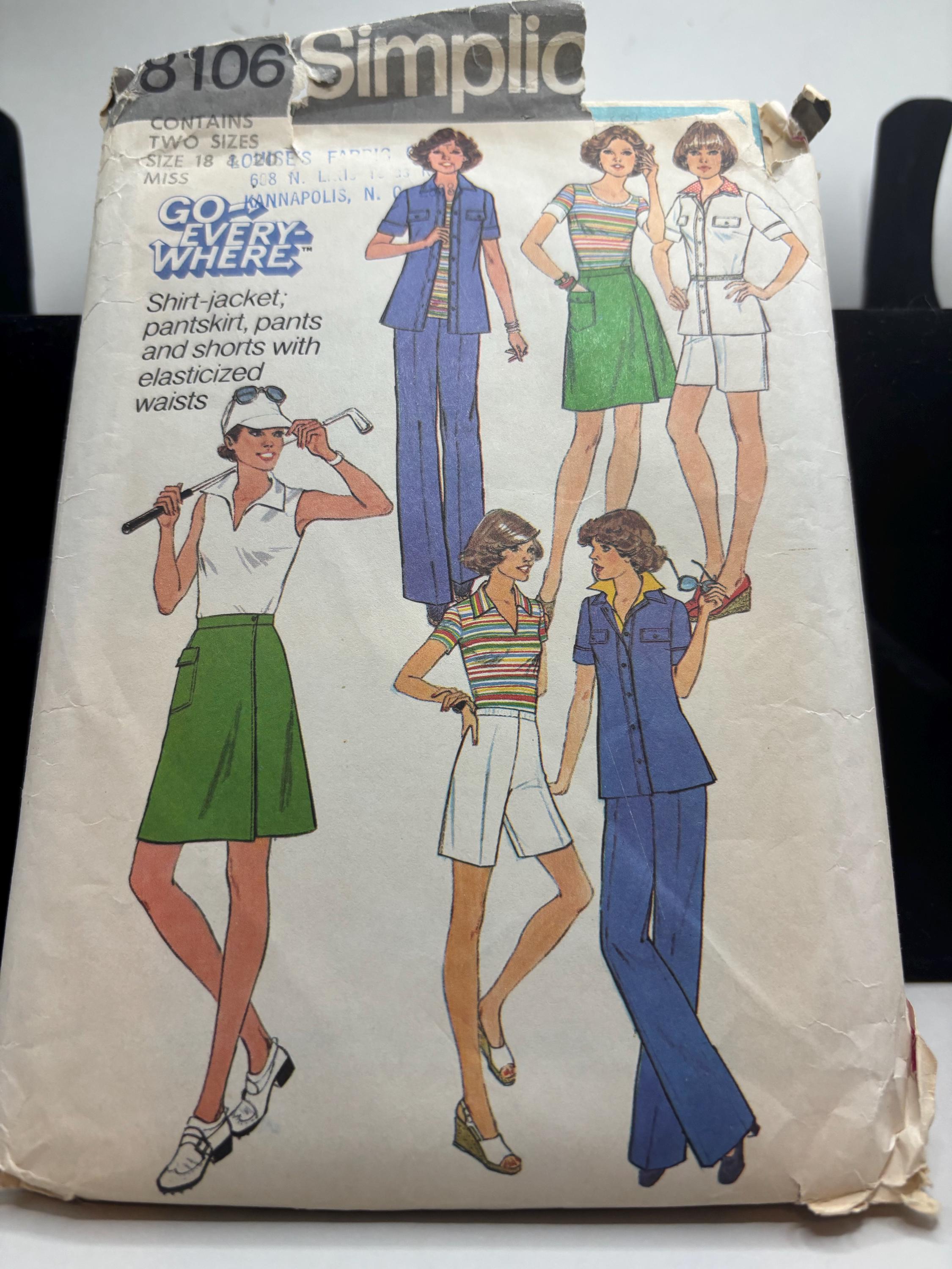 1970s Simplicity 8106 “Go Everywhere” Shirt-Jacket, Pantskirt, Shorts & Pants – Size 12-14 – Vintage Cut and Complete Sewing Pattern - Thumbnail 2