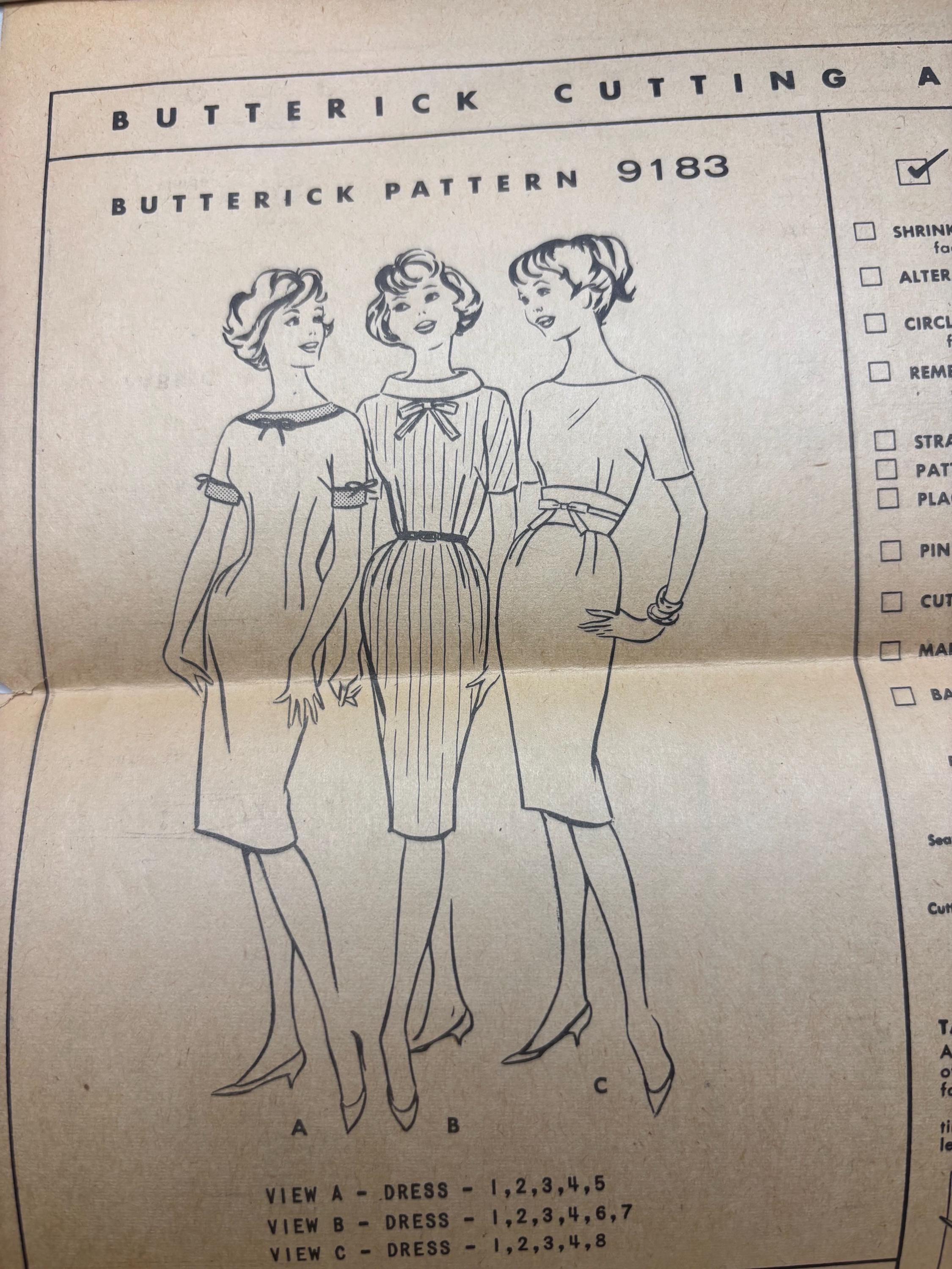 Vintage 1950s Butterick 9183 Sewing Pattern – Bust 36, Size 16 – “Quick ‘N Easy” Wiggle Dress Trio with Attitude - Thumbnail 5