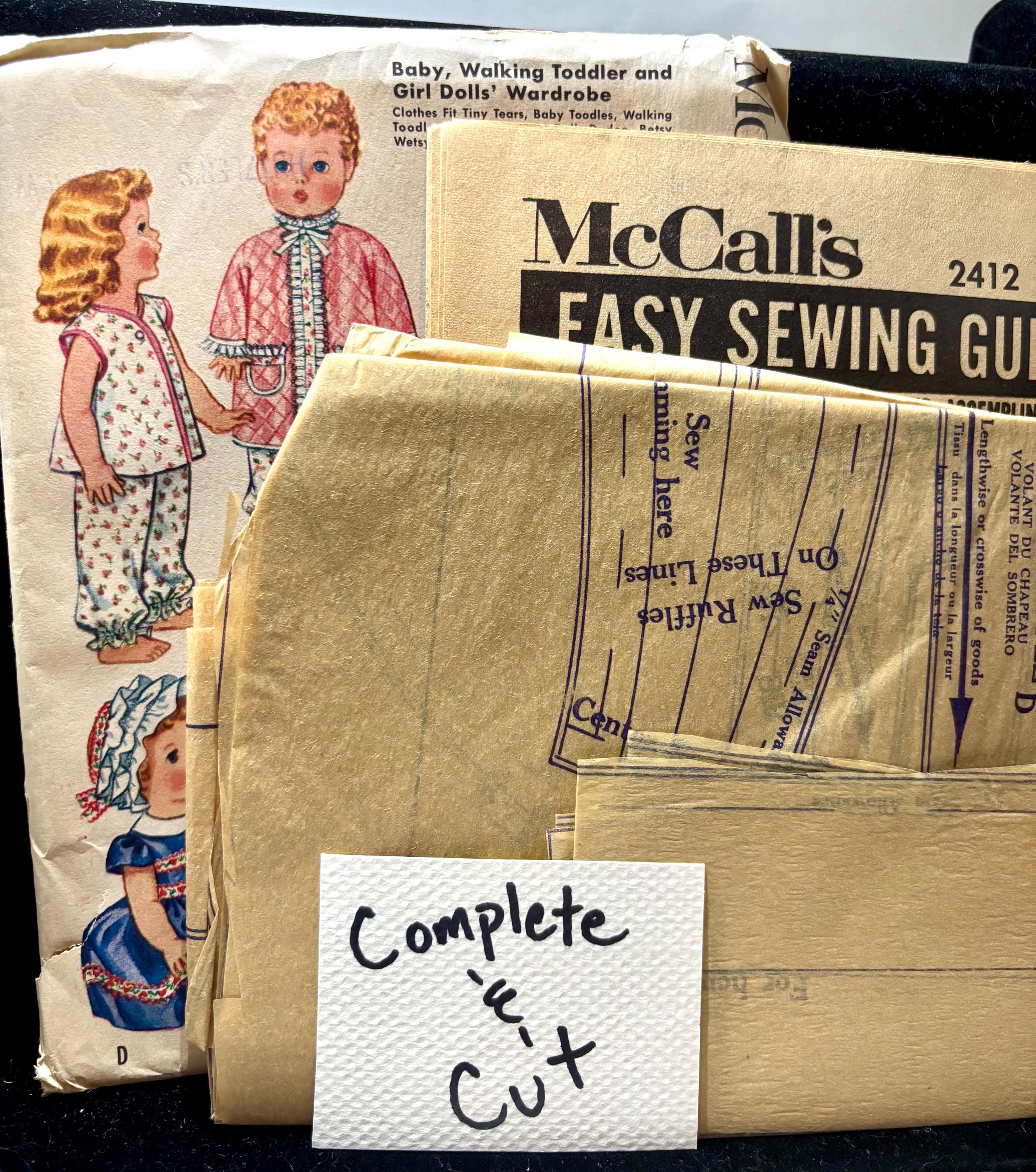 Vintage 1960 McCall’s 2412 Doll Clothes Sewing Pattern Baby, Walking Toddler & Girl Dolls Wardrobe – Pajamas, Snowsuit, Dresses Complete Cut - Thumbnail 5