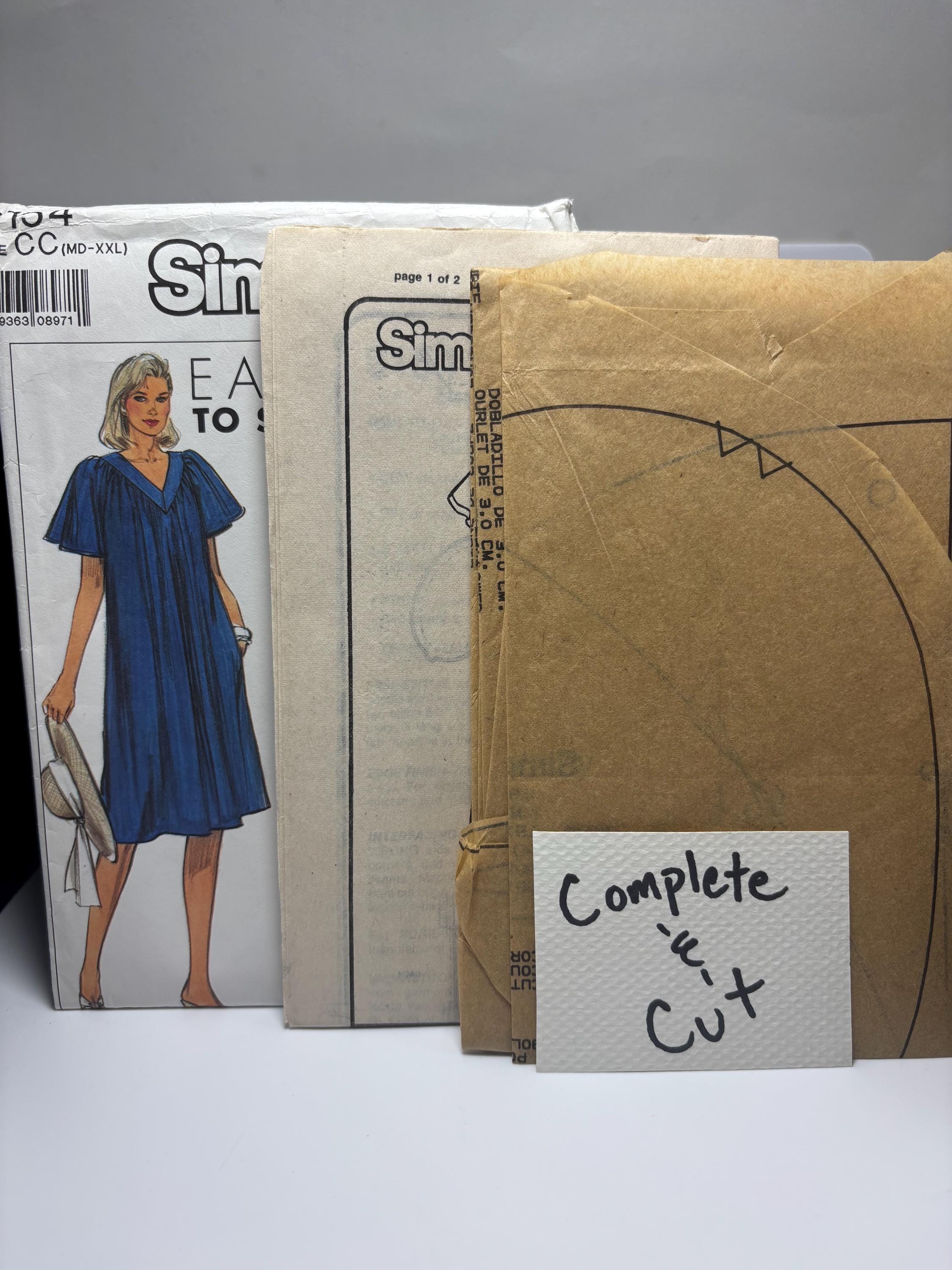 Vintage Simplicity 9154 — Easy-to-Sew Caftan Dress Pattern (Size CC MD–XXL) — Short and Long Muumuu Style — Complete & Cut - Thumbnail 5