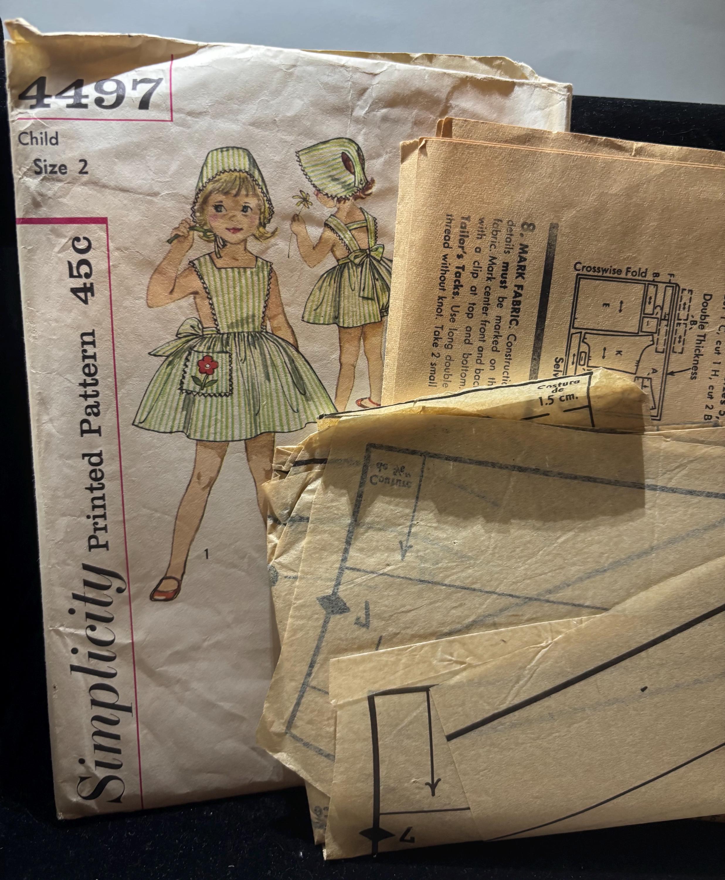Vintage 1950s Simplicity 4497 Sewing Pattern – Child Size 2 – Girl’s Sundress, Bonnet & Panties – Complete Cut - Thumbnail 4