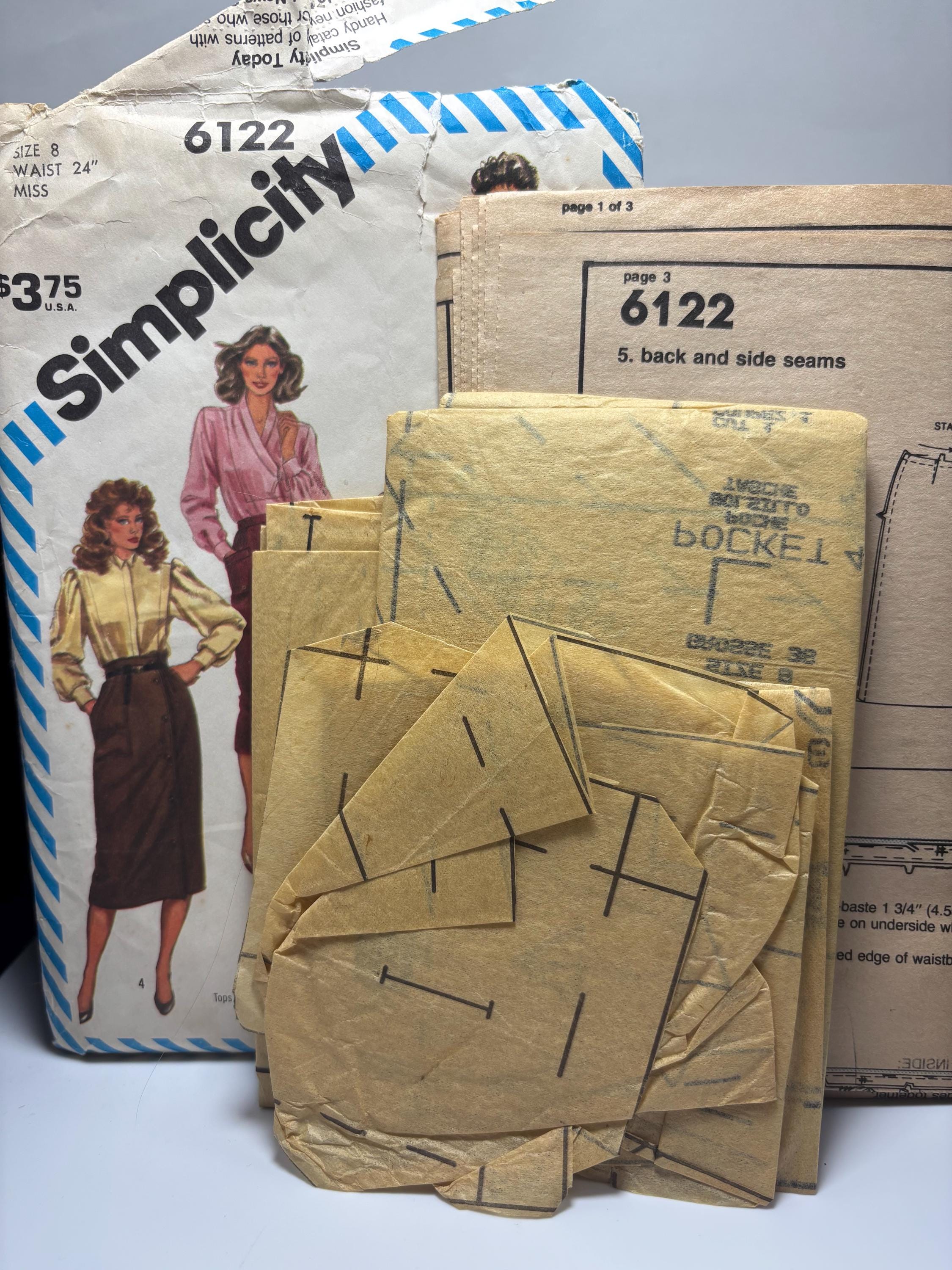 Vintage Simplicity 6122 (1980s) Misses’ High-Waist Skirt Sewing Pattern – Size 8 Waist 24” – Cute 80s Office Wear – Complete & Cut - Thumbnail 4