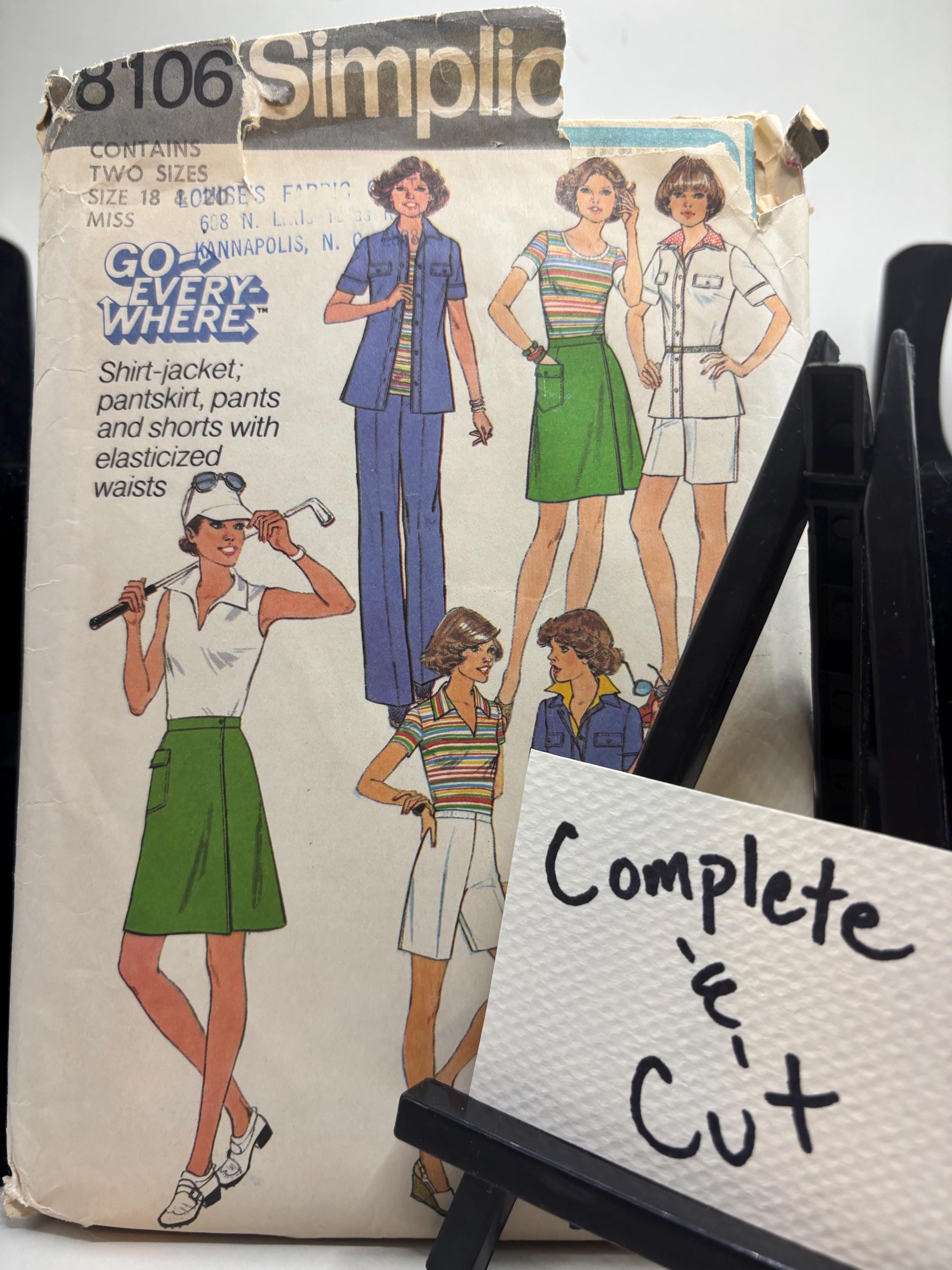 1970s Simplicity 8106 “Go Everywhere” Shirt-Jacket, Pantskirt, Shorts & Pants – Size 12-14 – Vintage Cut and Complete Sewing Pattern