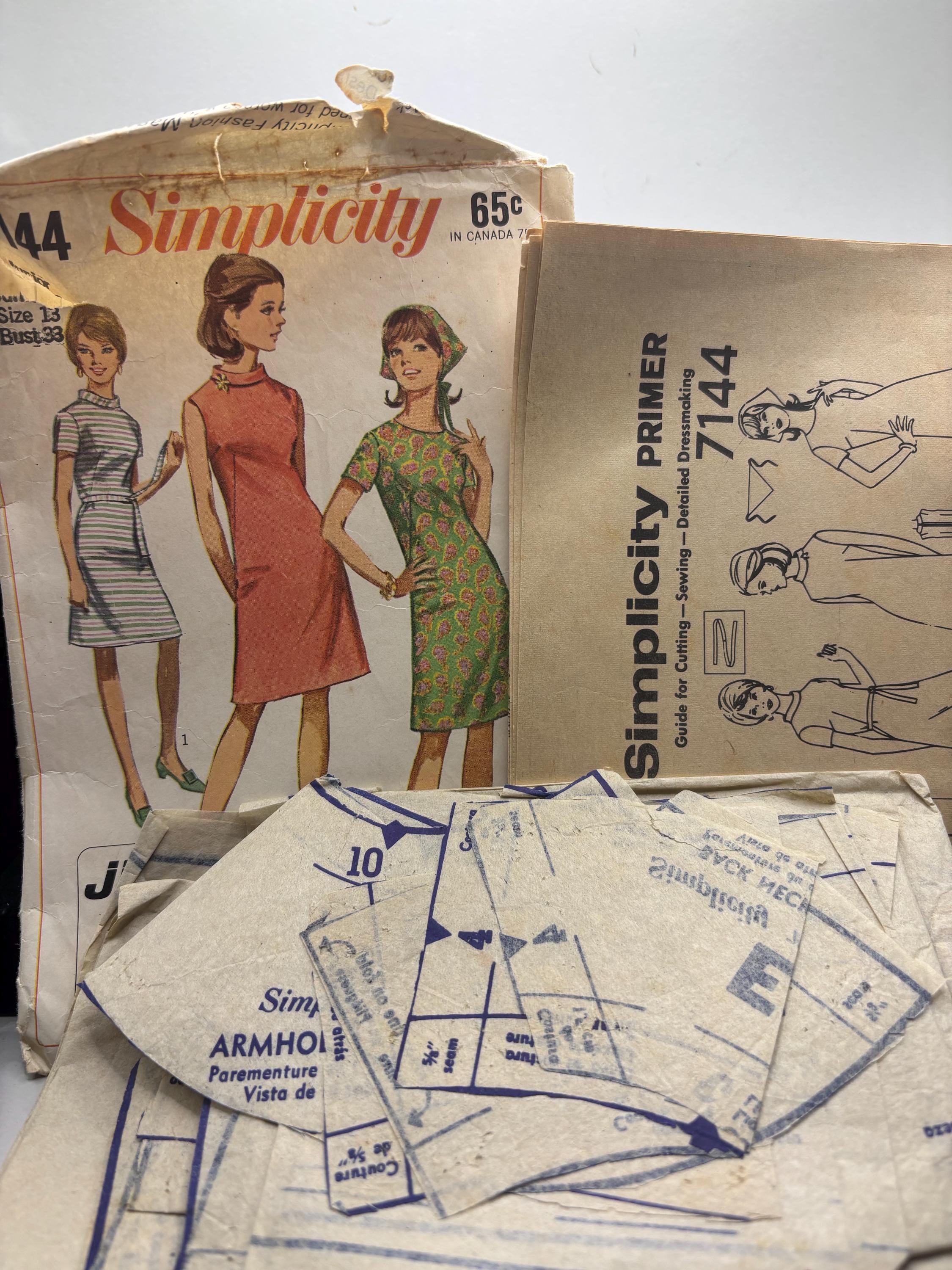 Vintage 1960s Simplicity 7144 Jiffy A-Line Dress Sewing Pattern – Size 13 Bust 33 – Mod Mini Dress, Easy Sew – Cut & Complete - Thumbnail 4