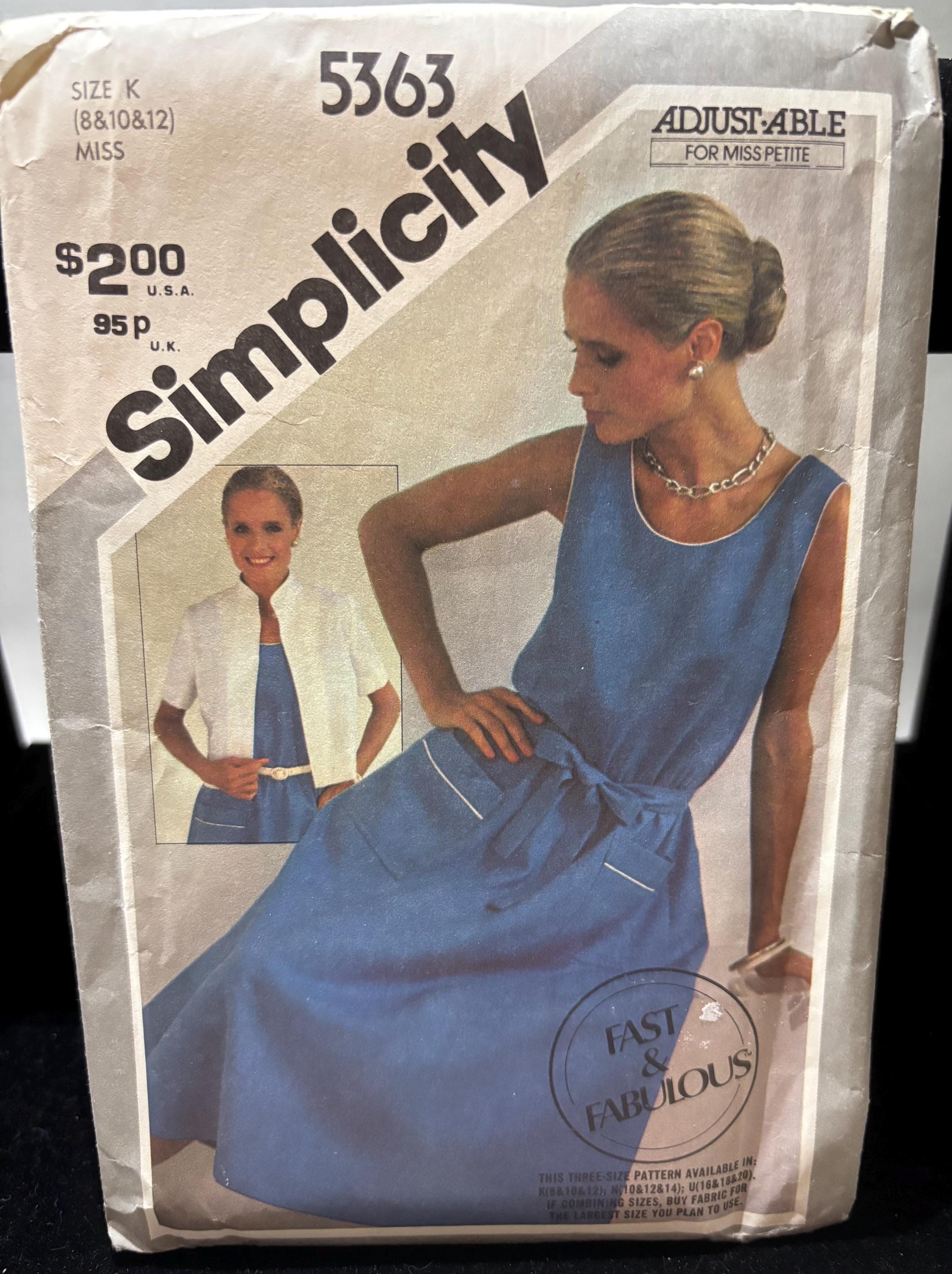 Vintage 1970s/1980s Simplicity 5363 Sewing Pattern – Misses Dress Jacket, Size K (8-12) – Fast & Fabulous, Complete Uncut - Thumbnail 2