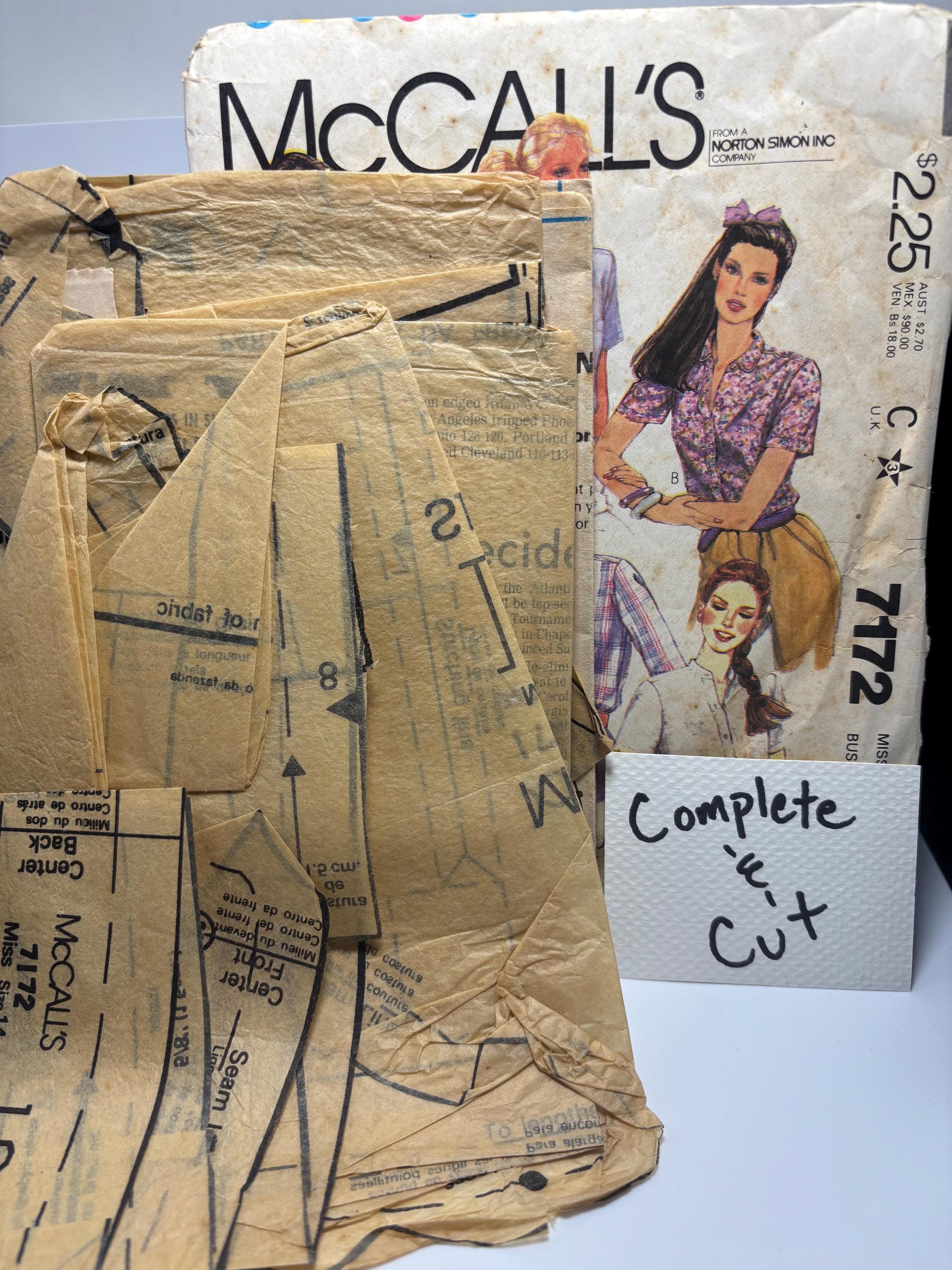 Vintage 1980s McCall’s 7172 Sewing Pattern | Misses’ Blouse with Neckline & Sleeve Variations Size 14 Bust 36 Complete Cut Working Girl Chic - Thumbnail 5