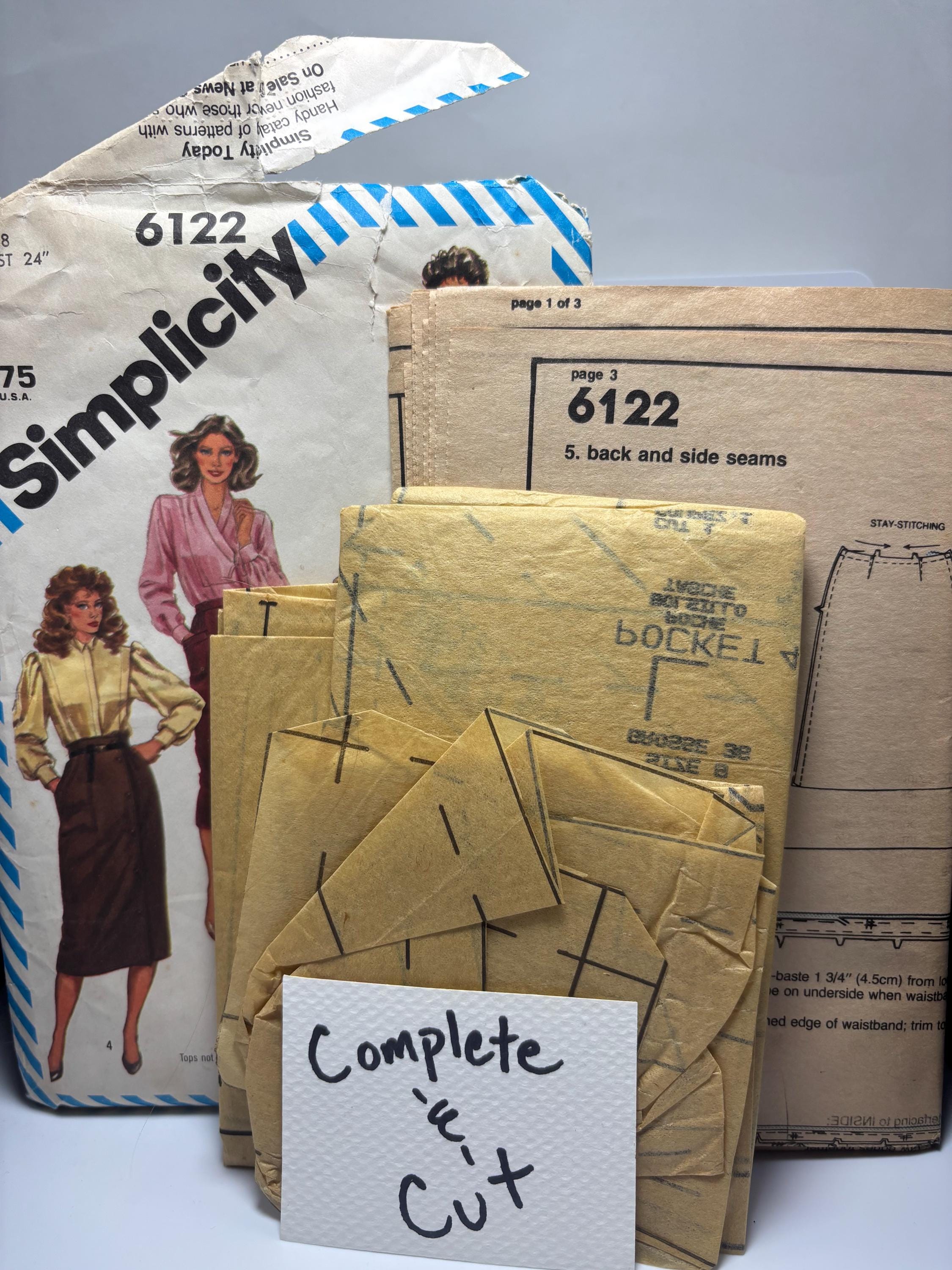 Vintage Simplicity 6122 (1980s) Misses’ High-Waist Skirt Sewing Pattern – Size 8 Waist 24” – Cute 80s Office Wear – Complete & Cut - Thumbnail 5