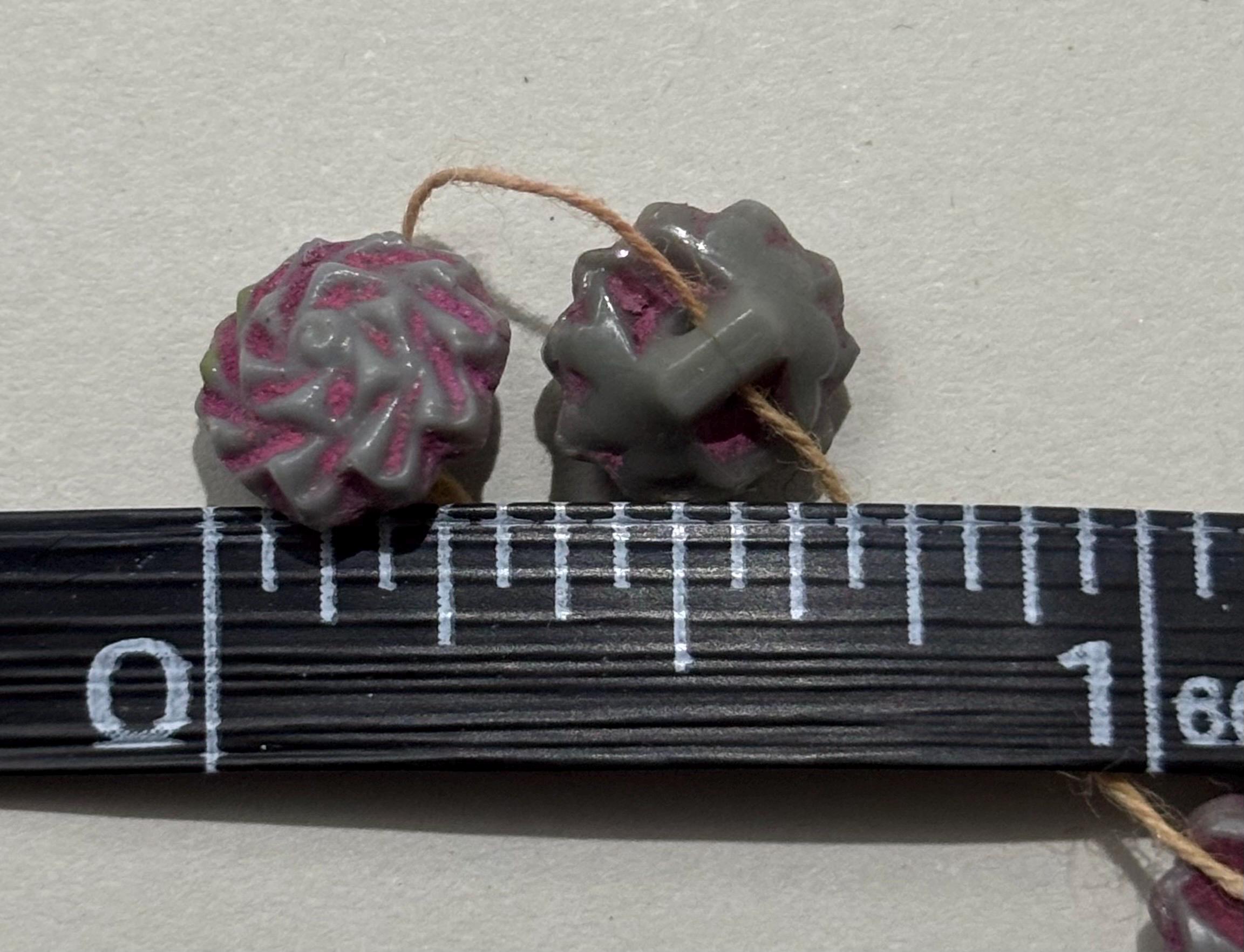 Antique Mauve & Lavender Glass Buttons – Style No. 2329 – Set of 12 Art Deco Swirl Buttons – Czech Slovakia – 1/4” Diameter - Thumbnail 3