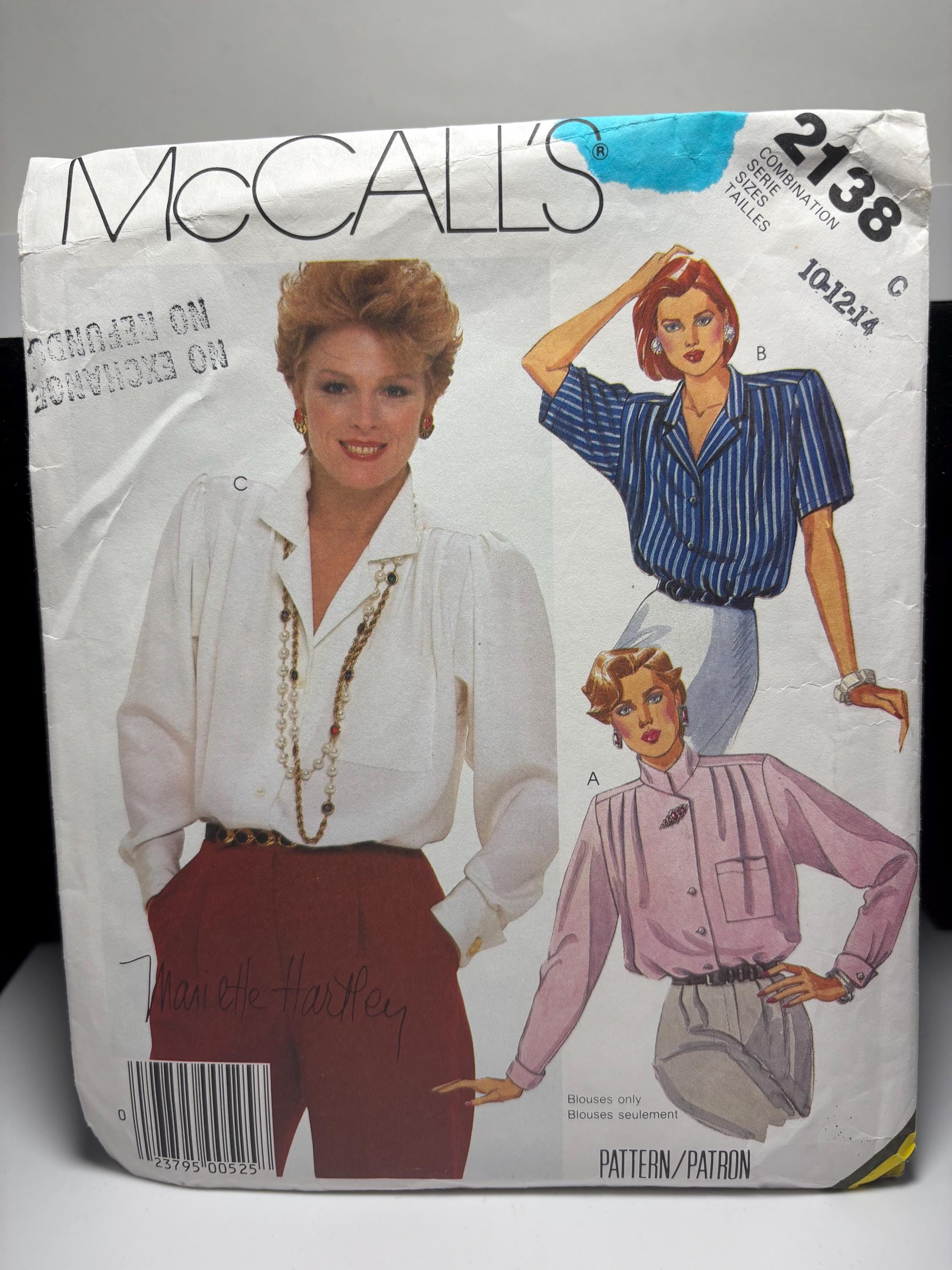 Vintage McCall’s 2138 Blouse Sewing Pattern (1985) – Size 10–14, Bust 32 1/2–36 – Blanche Devereaux Vibes, Complete & Cut - Thumbnail 2