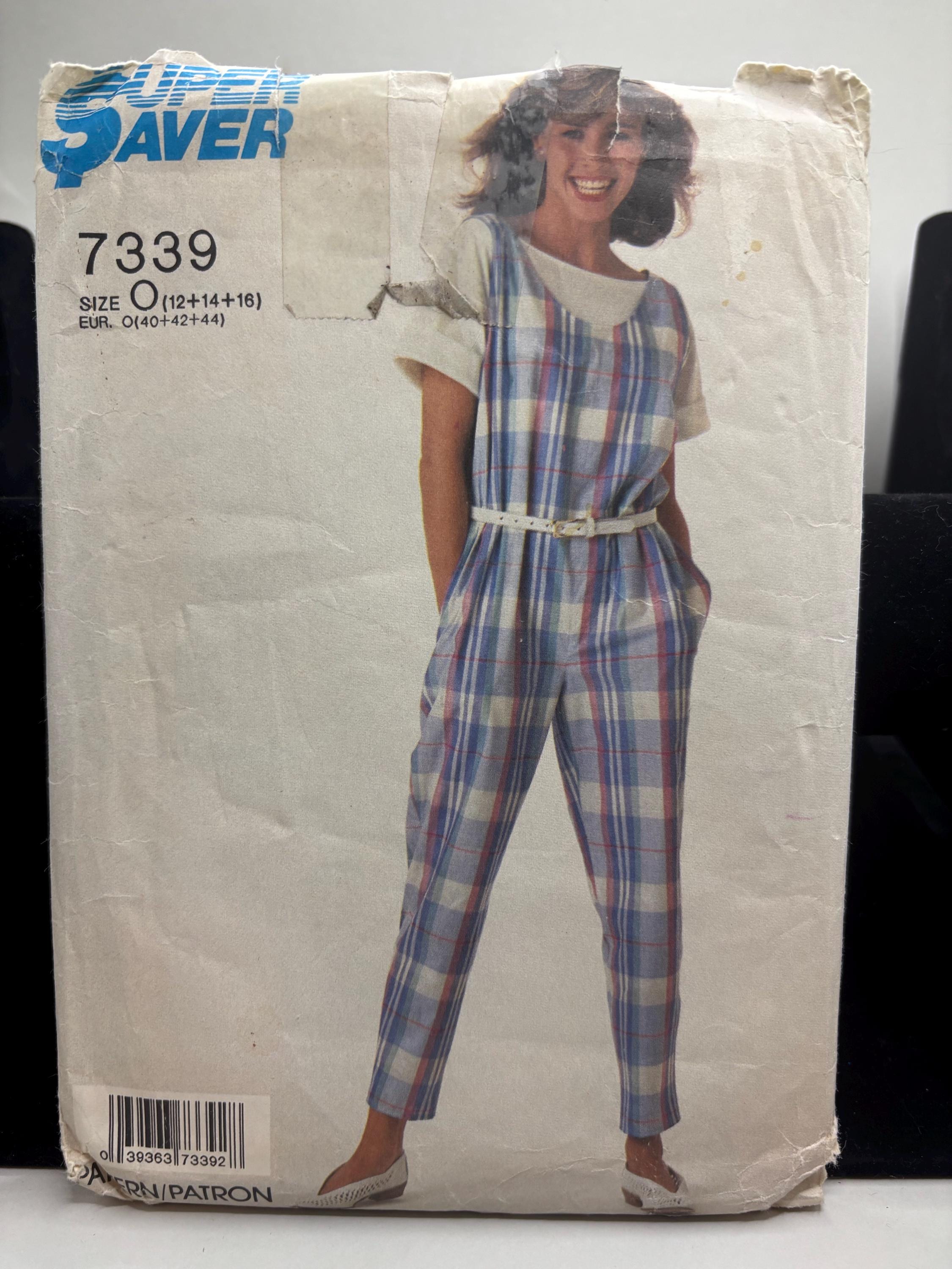 Vintage 1990s Jumpsuit Sewing Pattern Simplicity 7339 Size 12–16 - Belted Super Saver Easy Fit One-Piece - Vintage Sewing Pattern 90s Romper - Thumbnail 2