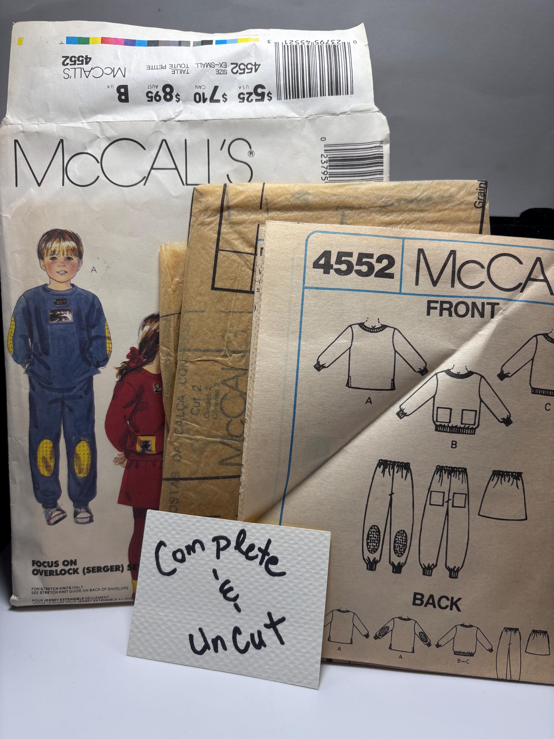 Vintage 1989 McCall’s 4552 Toddler & Children’s Knit Separates Pattern – Tops, Pants, Skirt Size XS (2–3) Uncut Totally 80s Style Lounging - Thumbnail 6