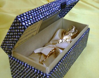 Anniversary/Wedding/Birthday Gift - 6.0 Inch 24K Gold Dipped Real Rose in a Obsidian Black Egyptian Casket w/WINDOW